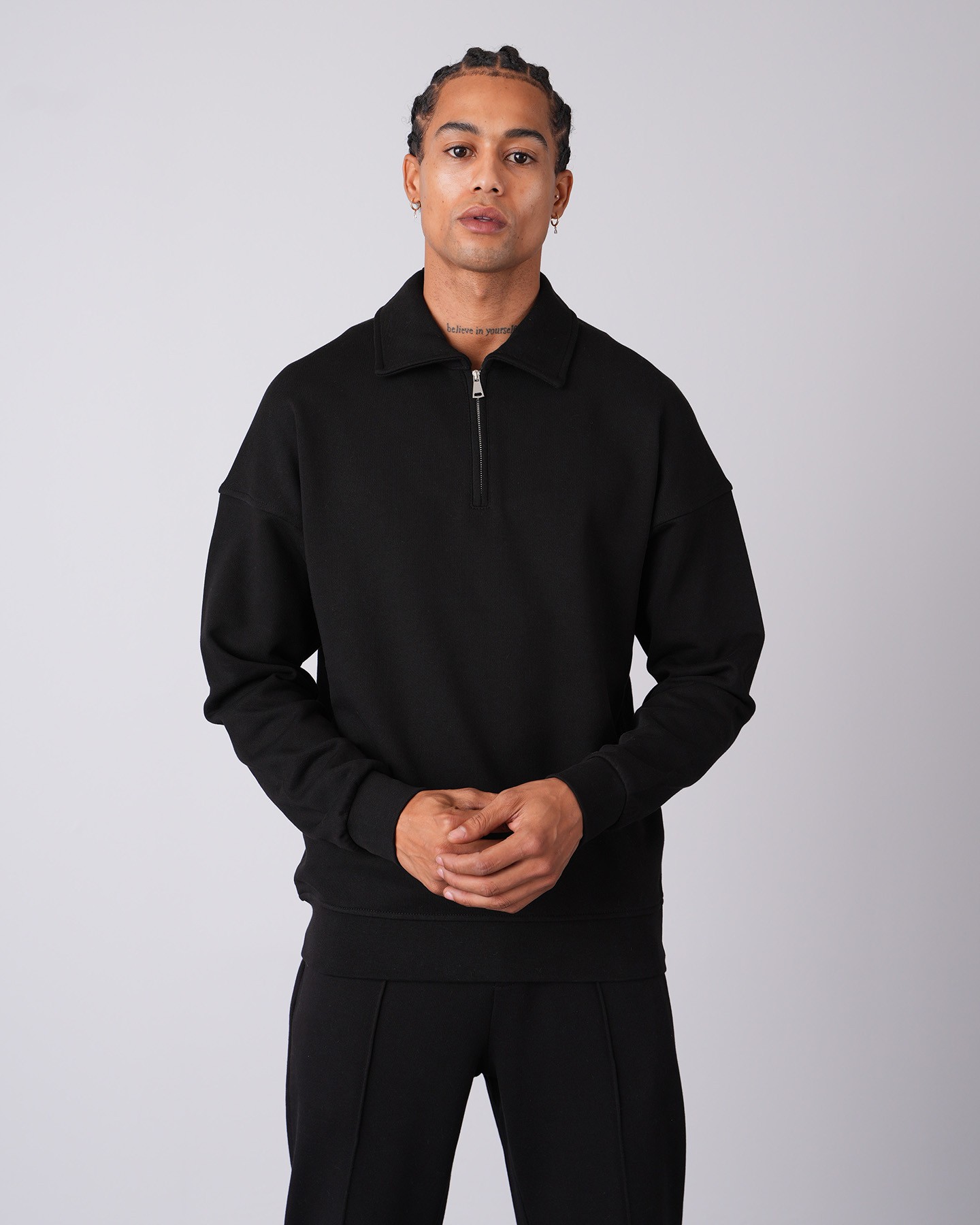 Sweatshirt Trousers Double Set - black