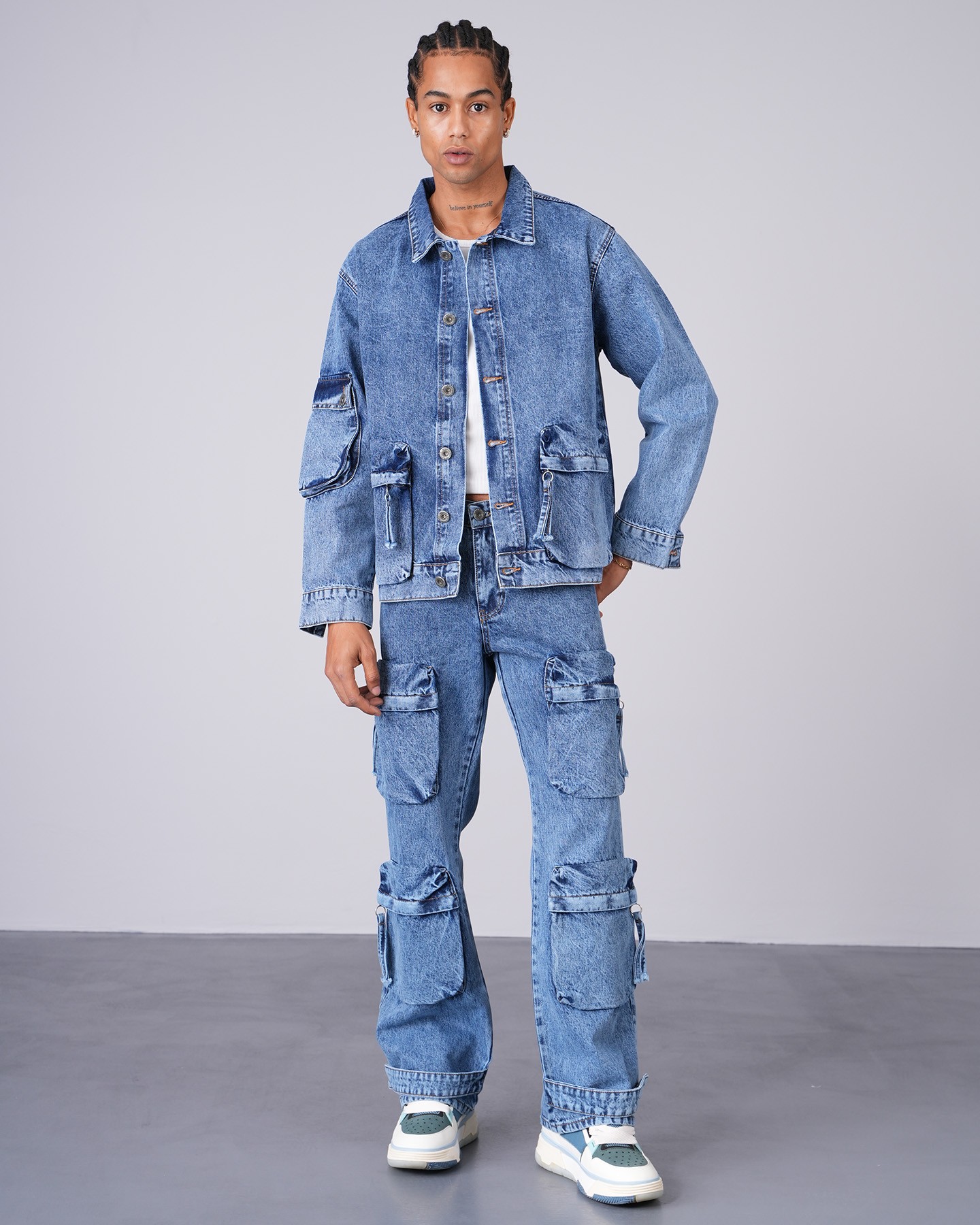 Regular Fit Jacket Trousers Set - blue