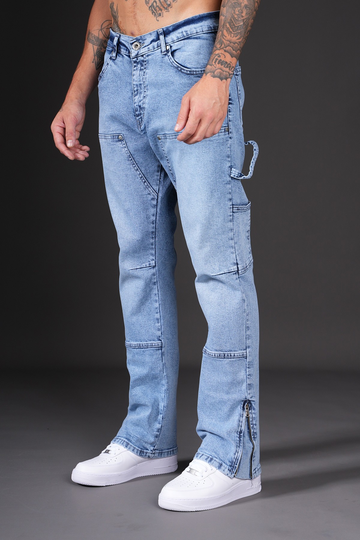 Yan Cep Detaylı Zipped Kot Pantolon