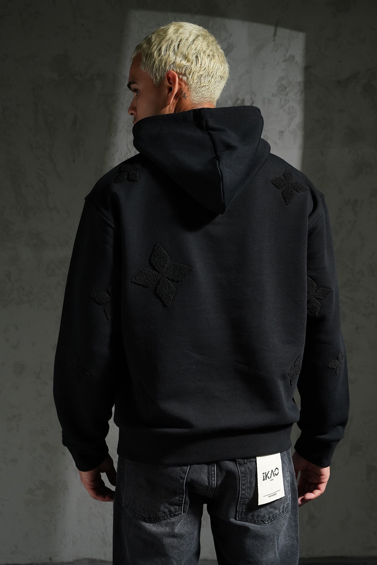 Yıldız  Desenli Kapüşonlu Sweatshirt