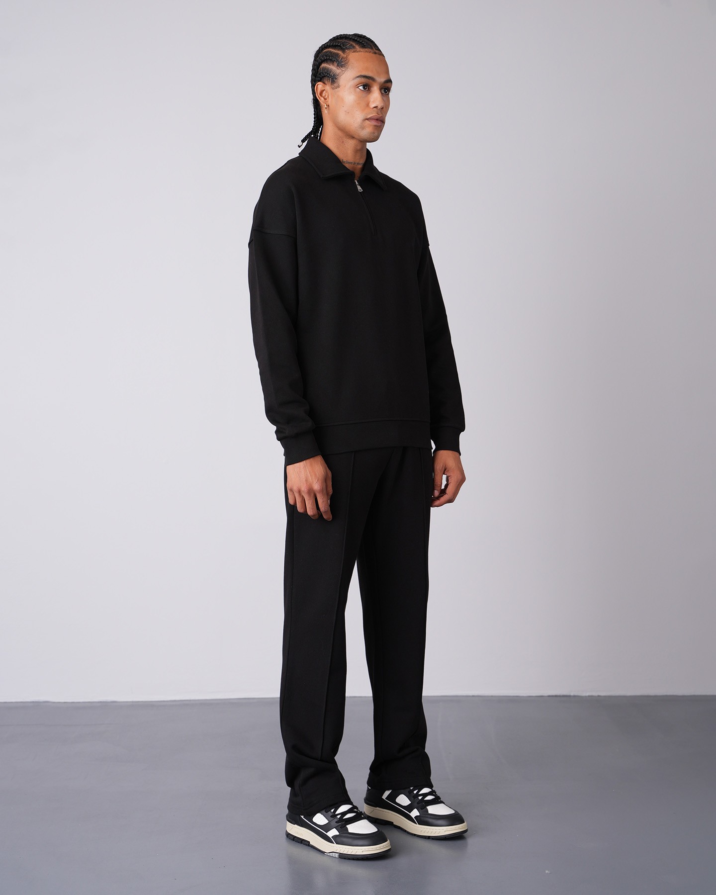 Sweatshirt Trousers Double Set - black