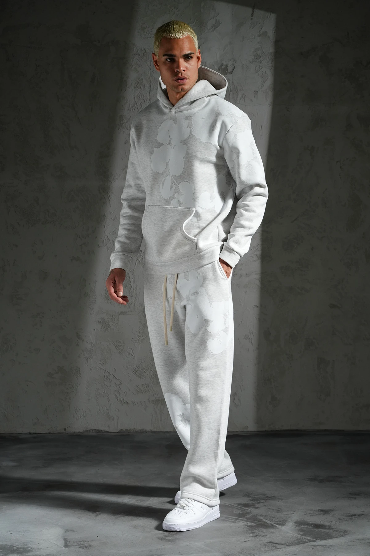 Çiçek Desen Kapüşonlu Eşofman Takım