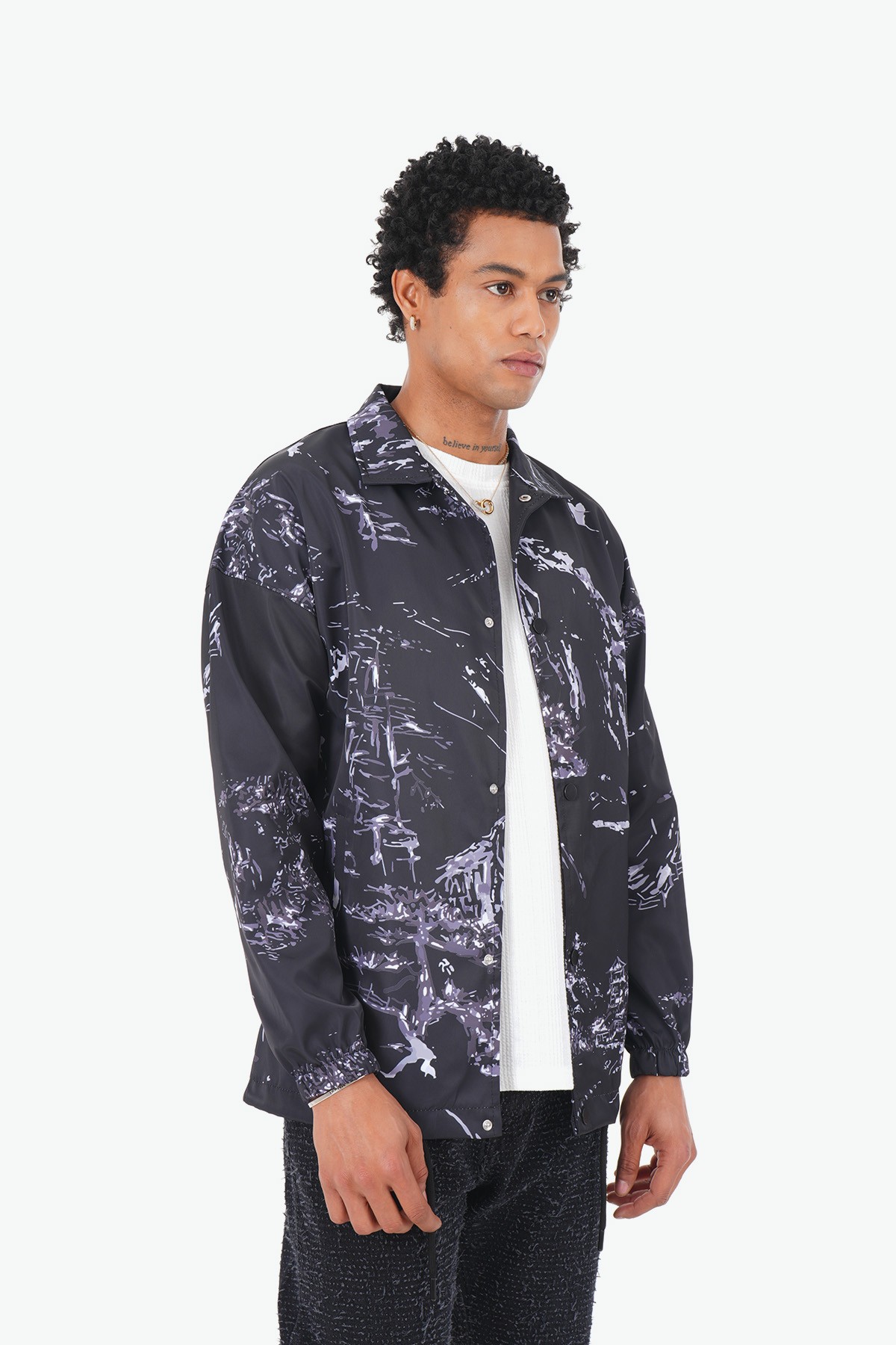 Japonic Pattern College Jacket - black