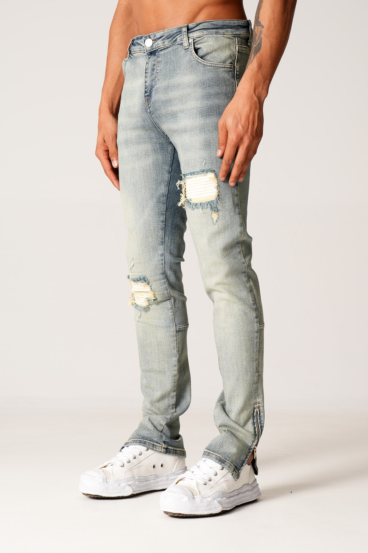 Slim Fit Zipped Kot Pantolon