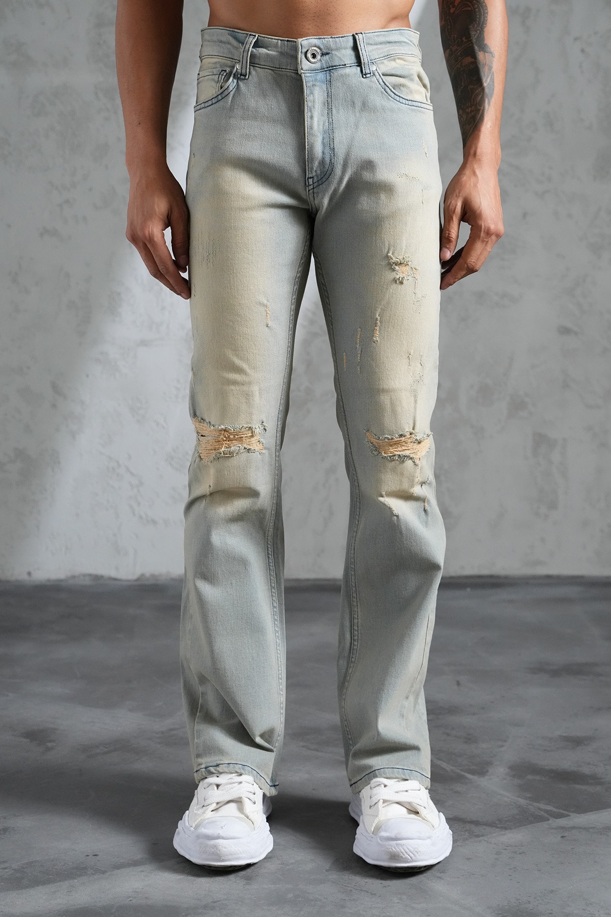 Regular Fit Flare Kot Pantolon - Mavi