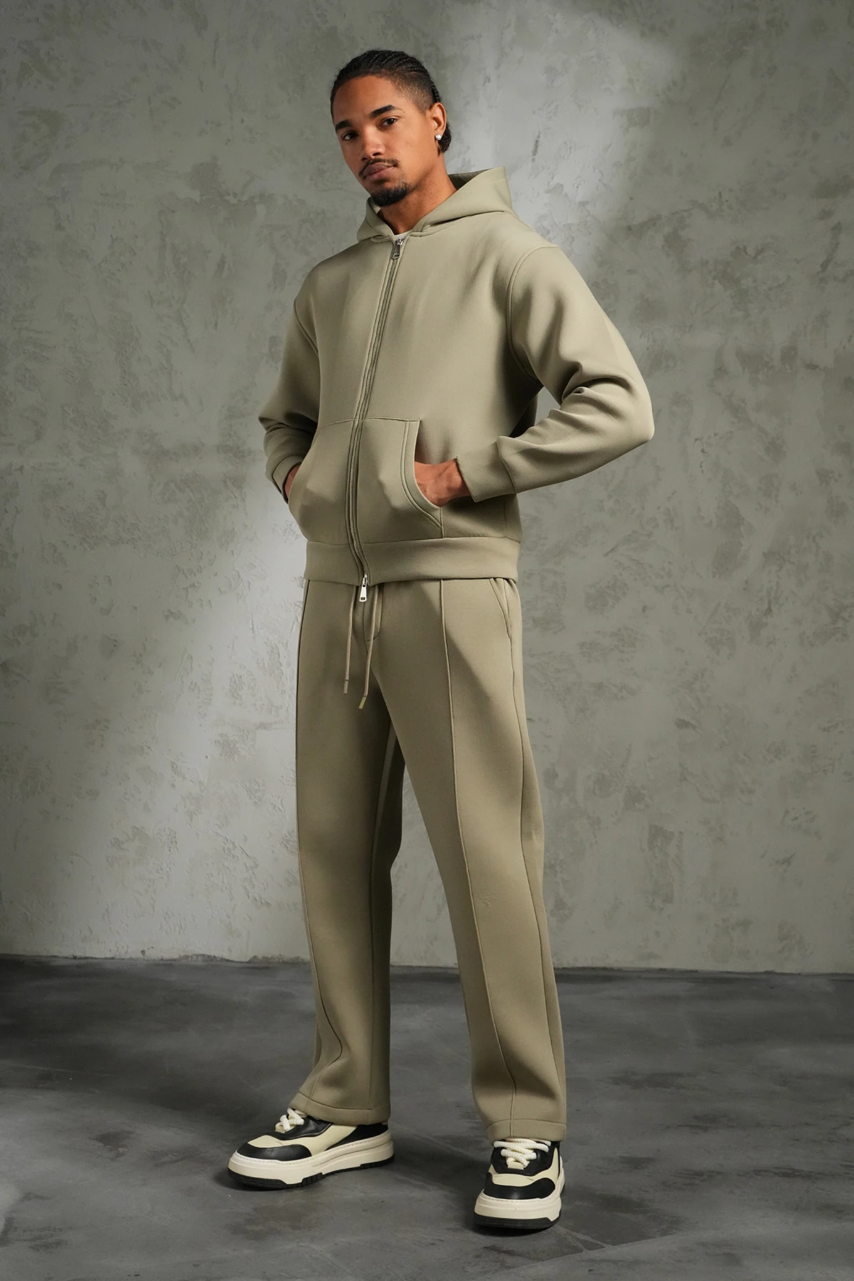 Fermuarlı Sweat Pantolon İkili Takım - Mint