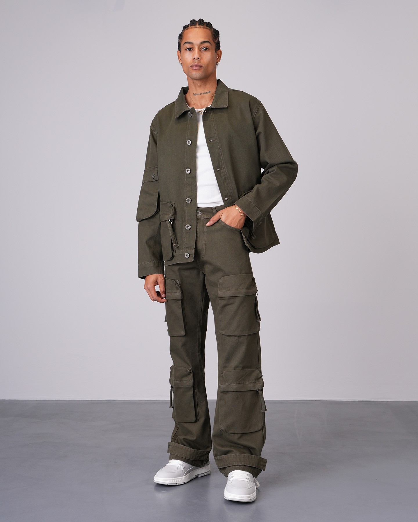 Regular Fit Jacket Trousers Set - Haki