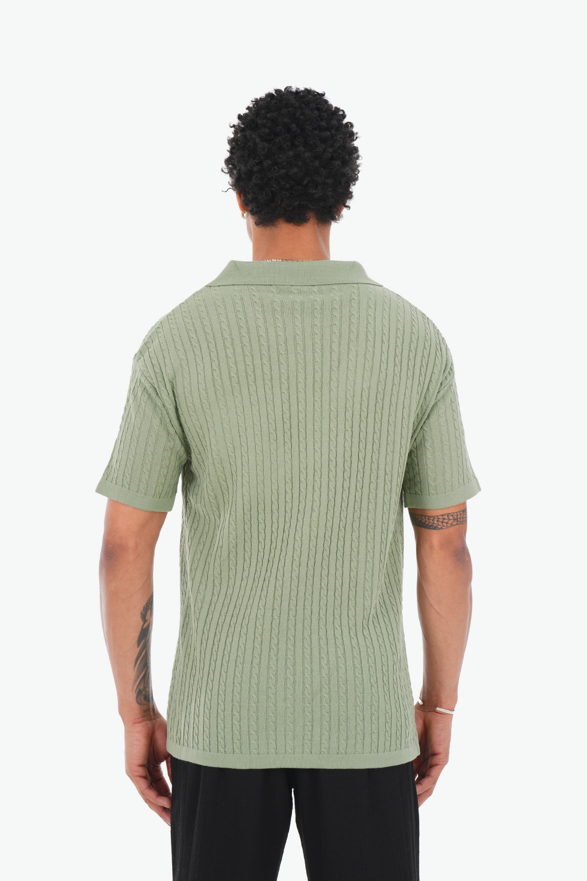 Thick Wick Pattern Acrylic Shirt - Mint