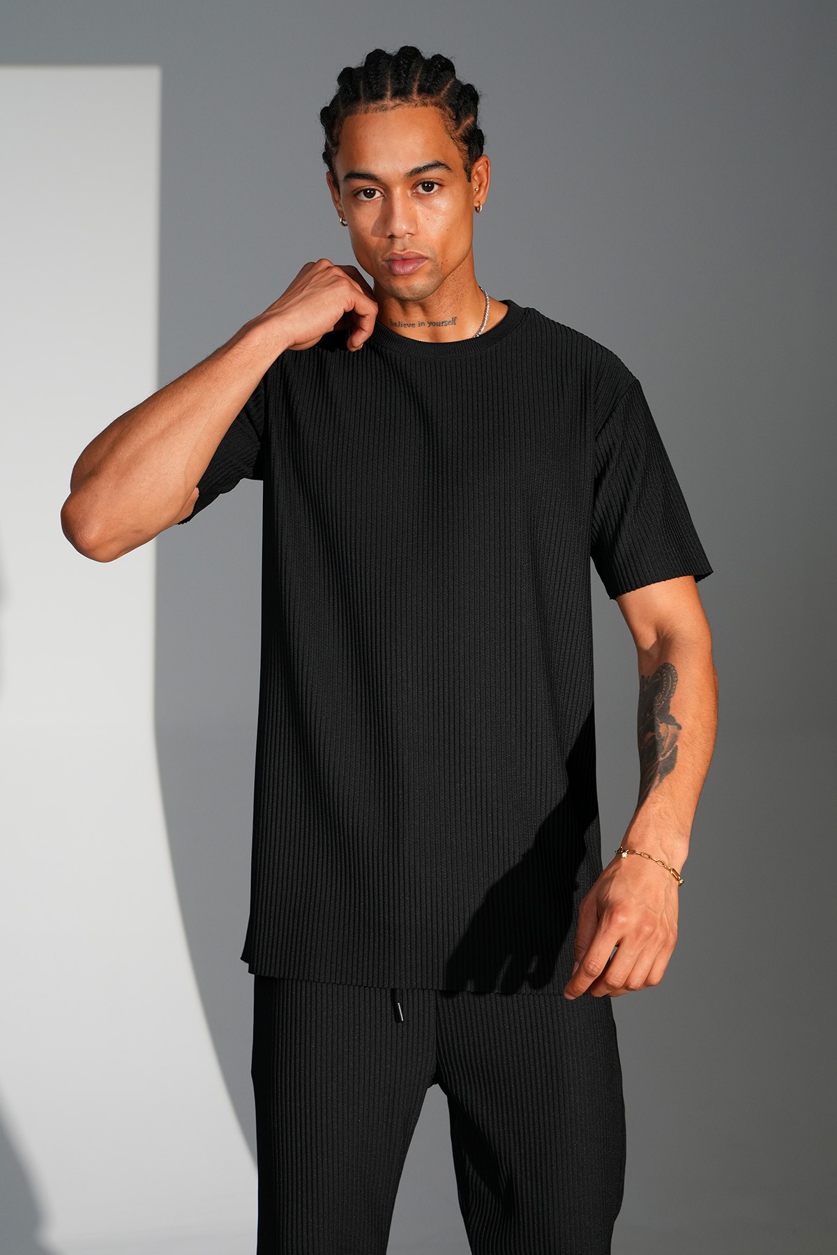 Fitilli Basic Tişört Pantolon Takım