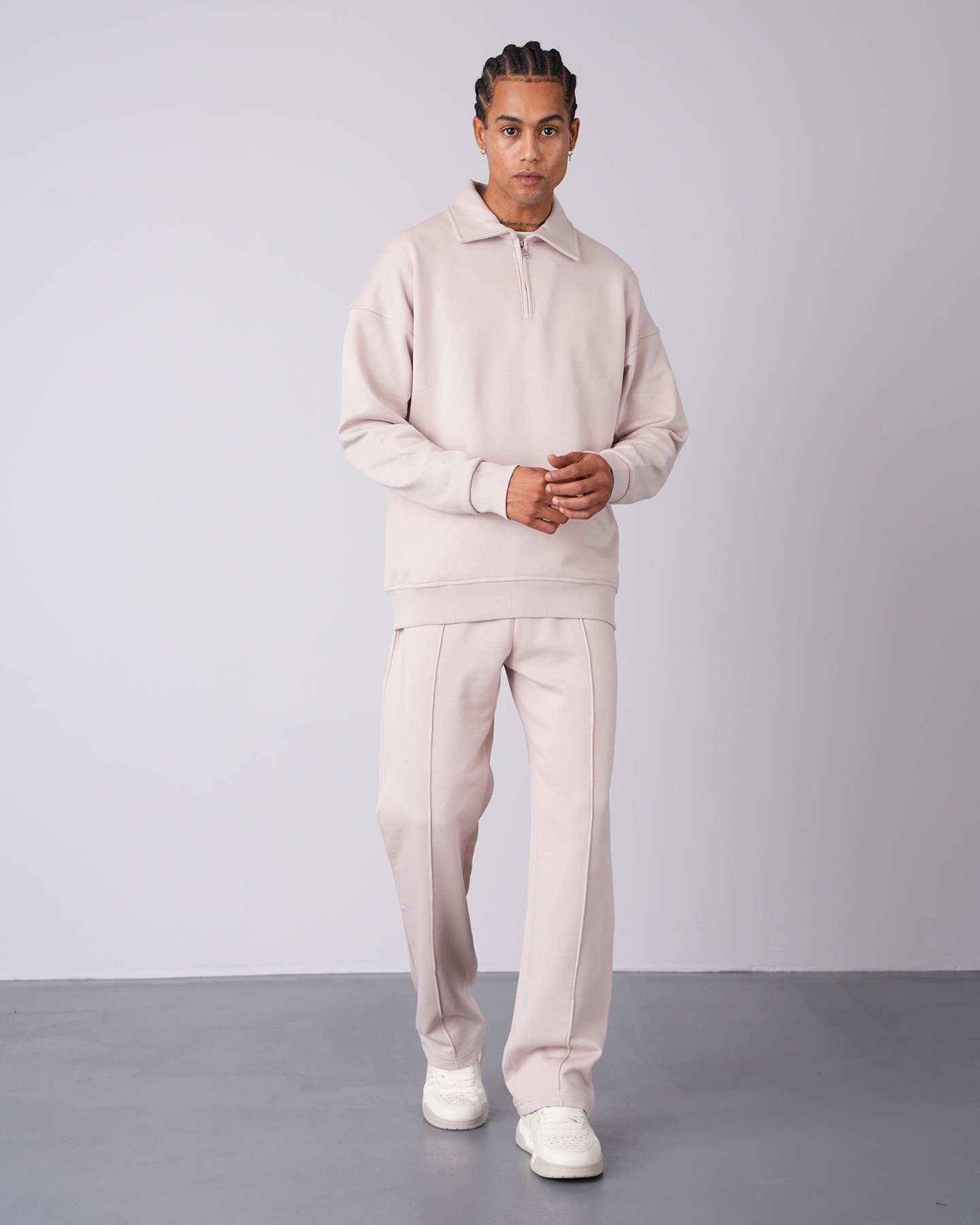 Sweatshirt Trousers Double Set - Beige