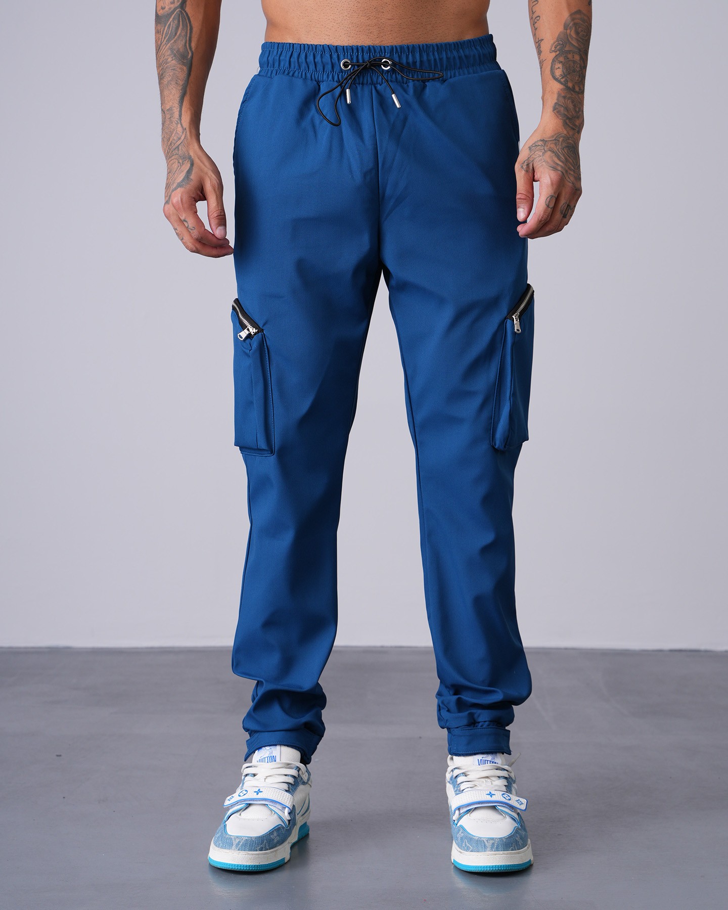 Cargo Trousers with Elastic Waist and Elastic Wrists - Oil