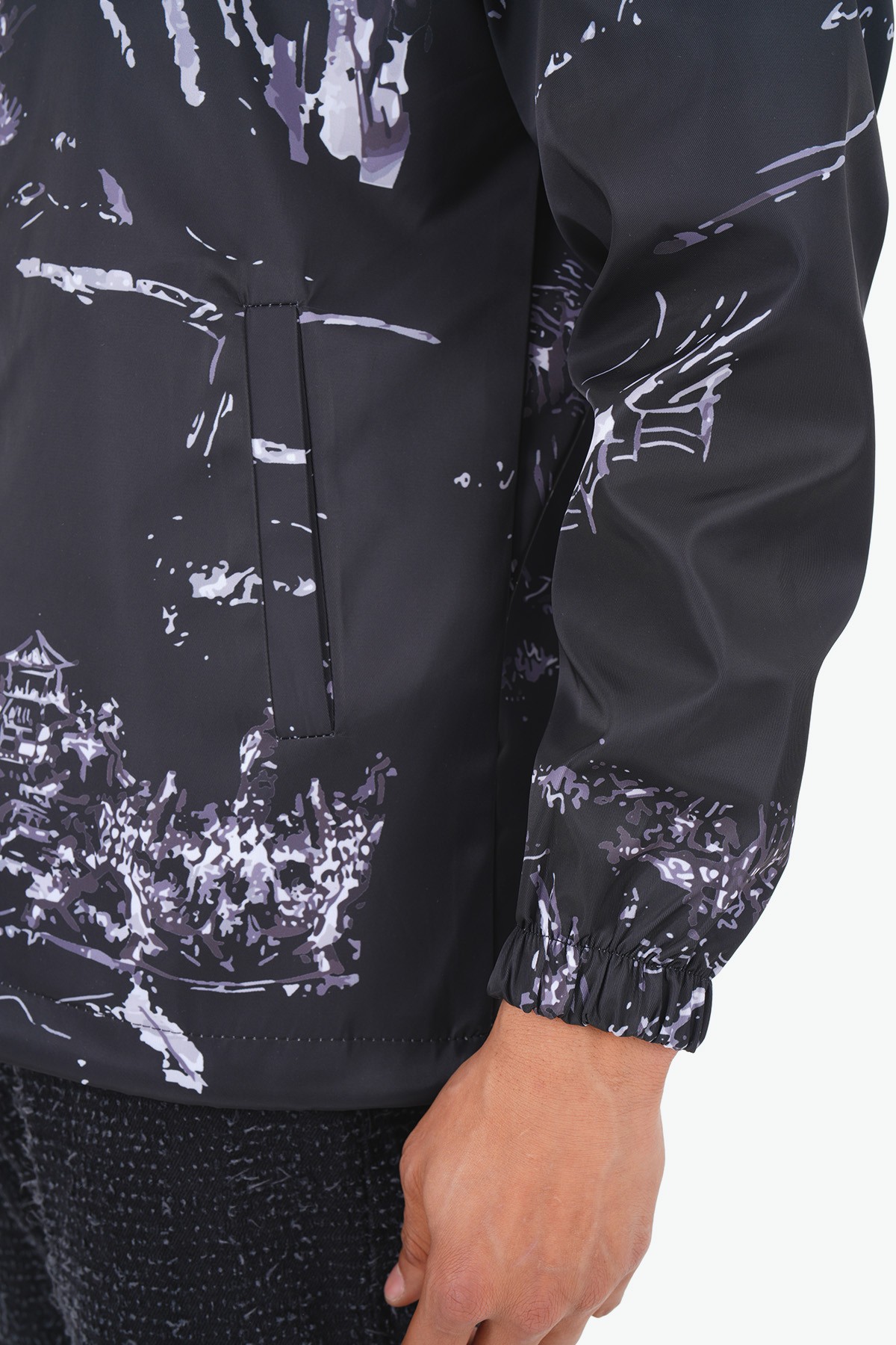 Japonic Pattern College Jacket - black