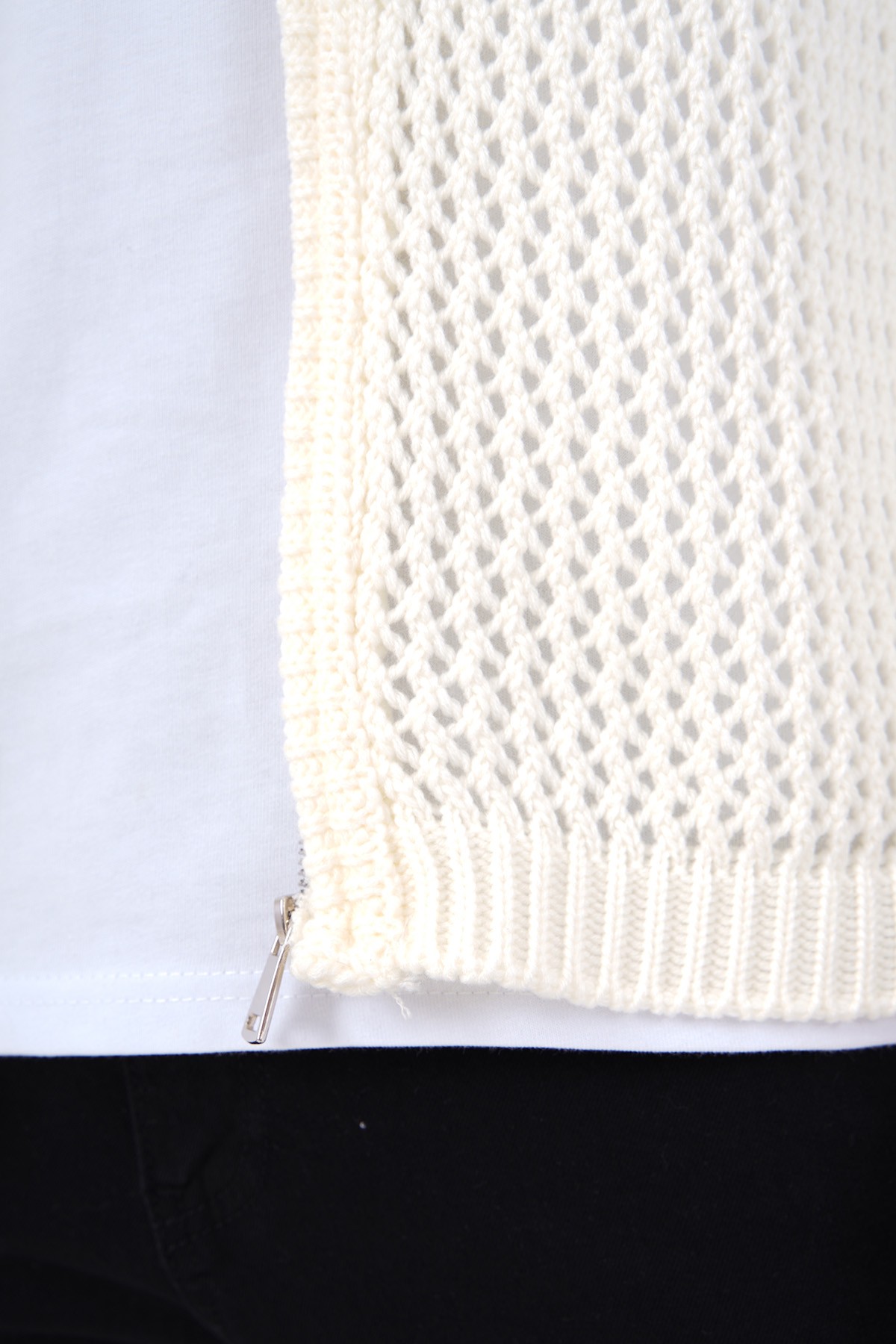 Hooded Hole Knitted Knitwear Sweater - Krem