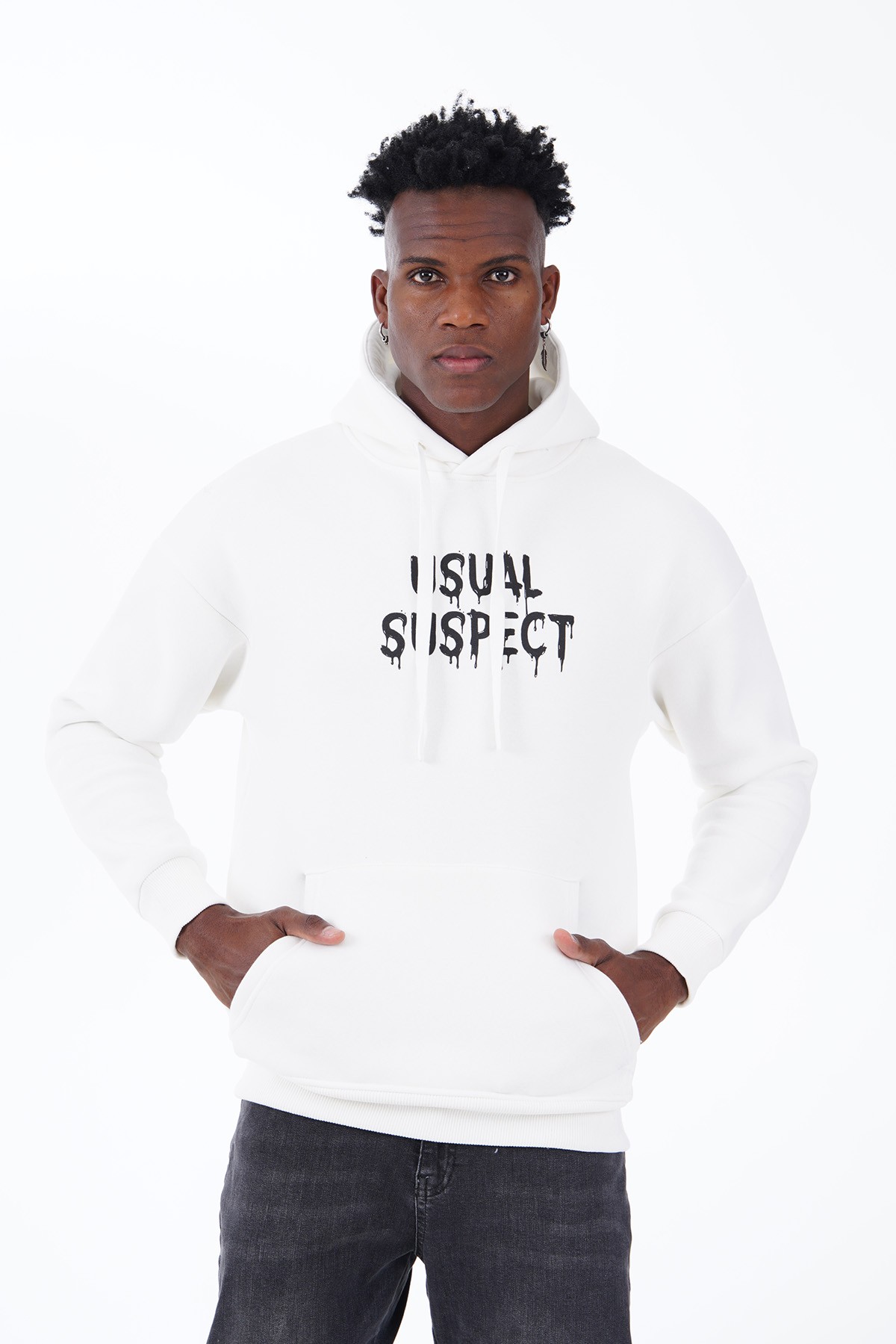 Usual Suspect Printed Hooded Sweatshirt - White