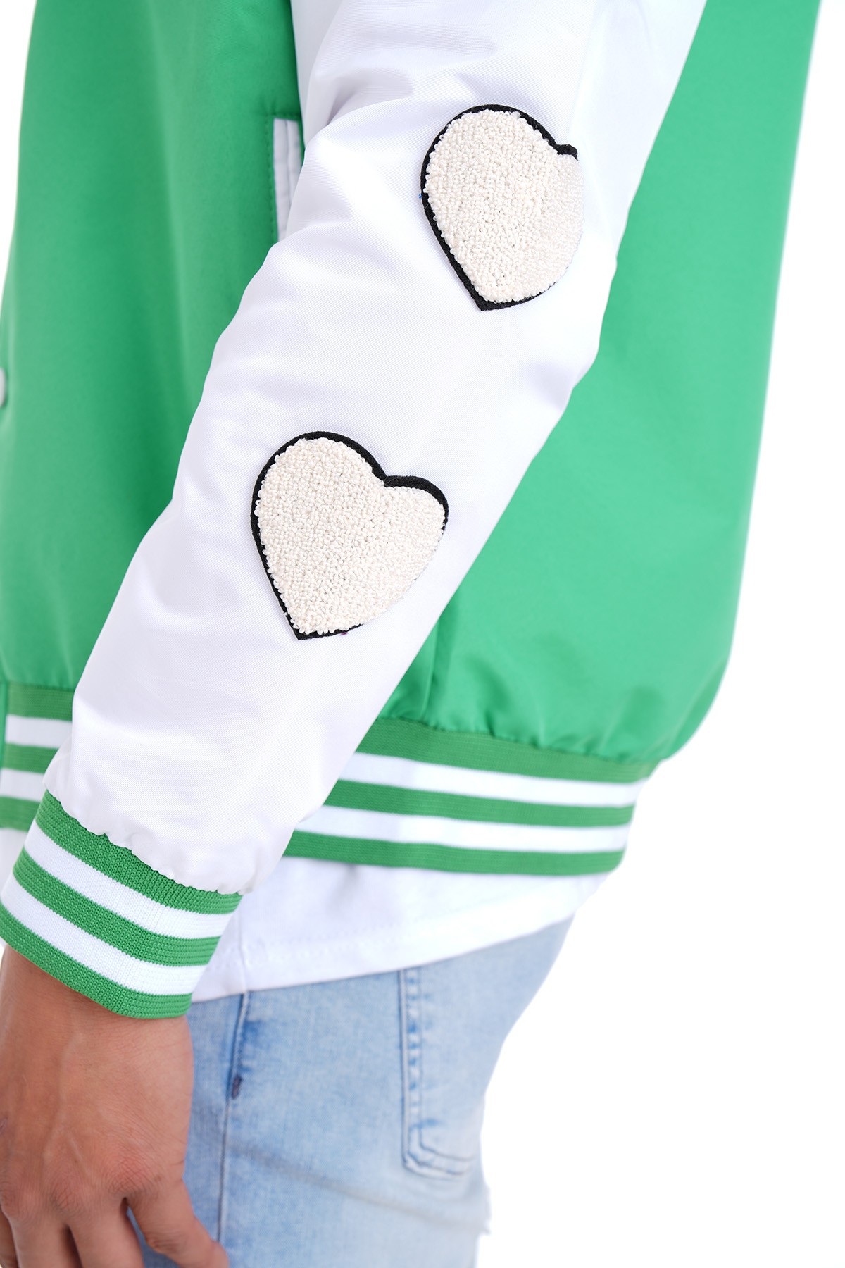 H Detailed College Jacket - green