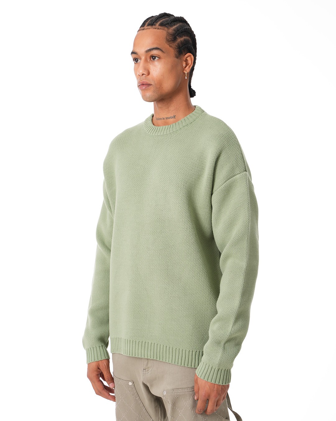 Basic Crew Neck Knitwear Sweater - Mint