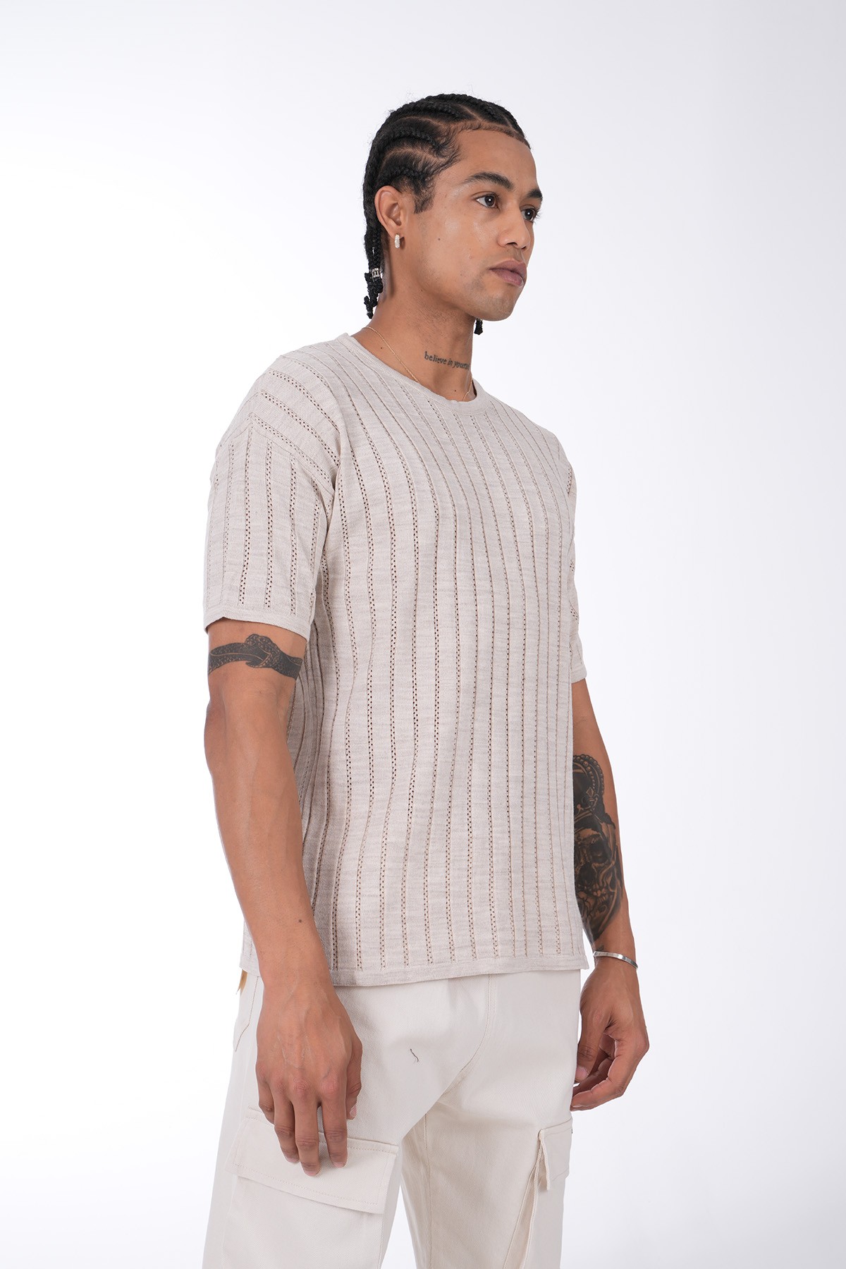 Basic Acrylic T-Shirt - Beige