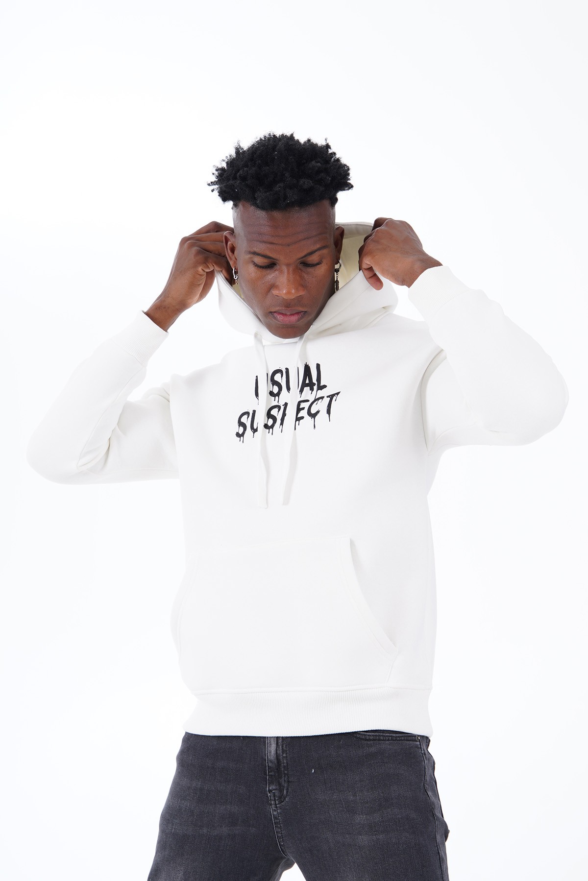 Usual Suspect Printed Hooded Sweatshirt - White