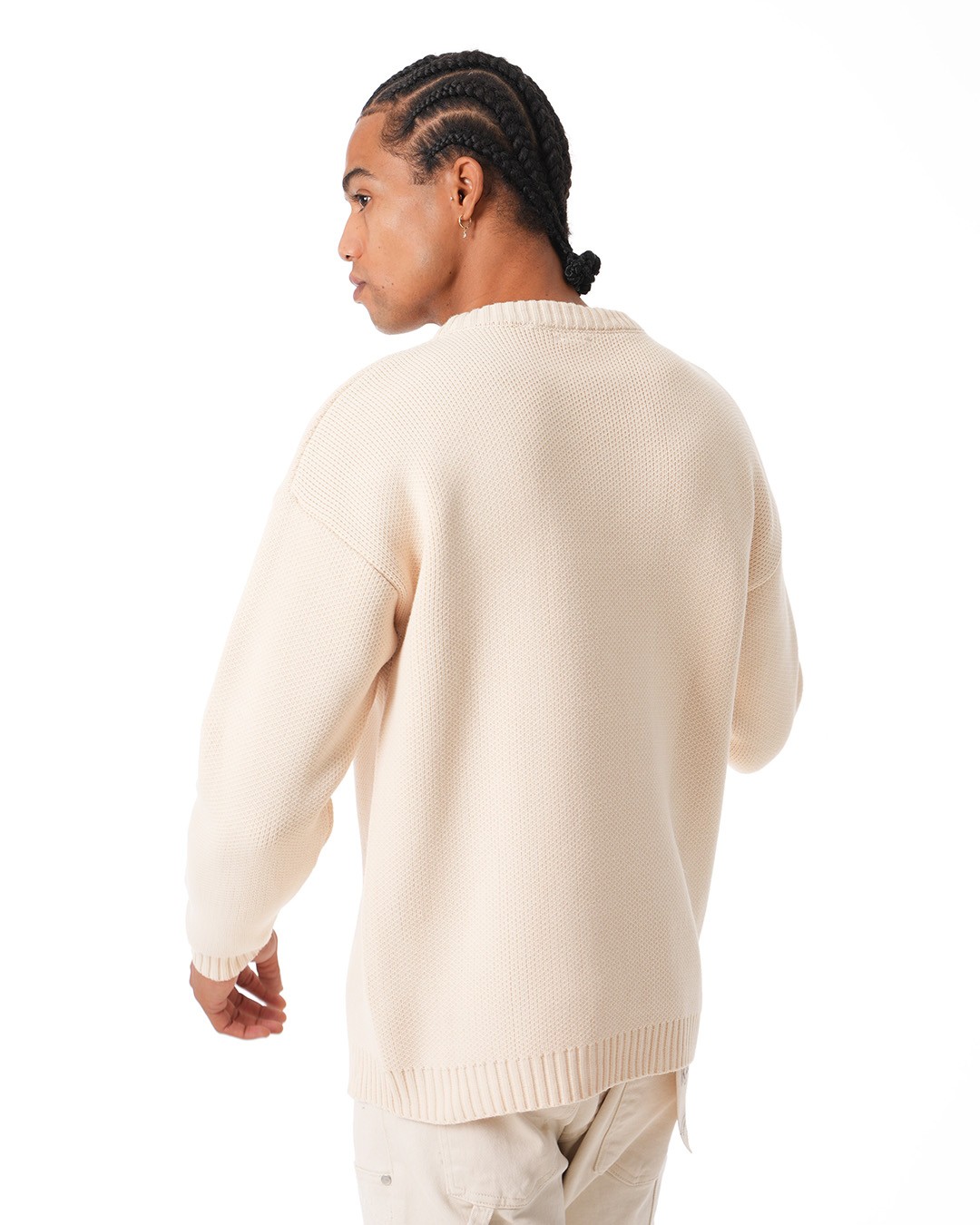 Basic Crew Neck Knitwear Sweater - Beige