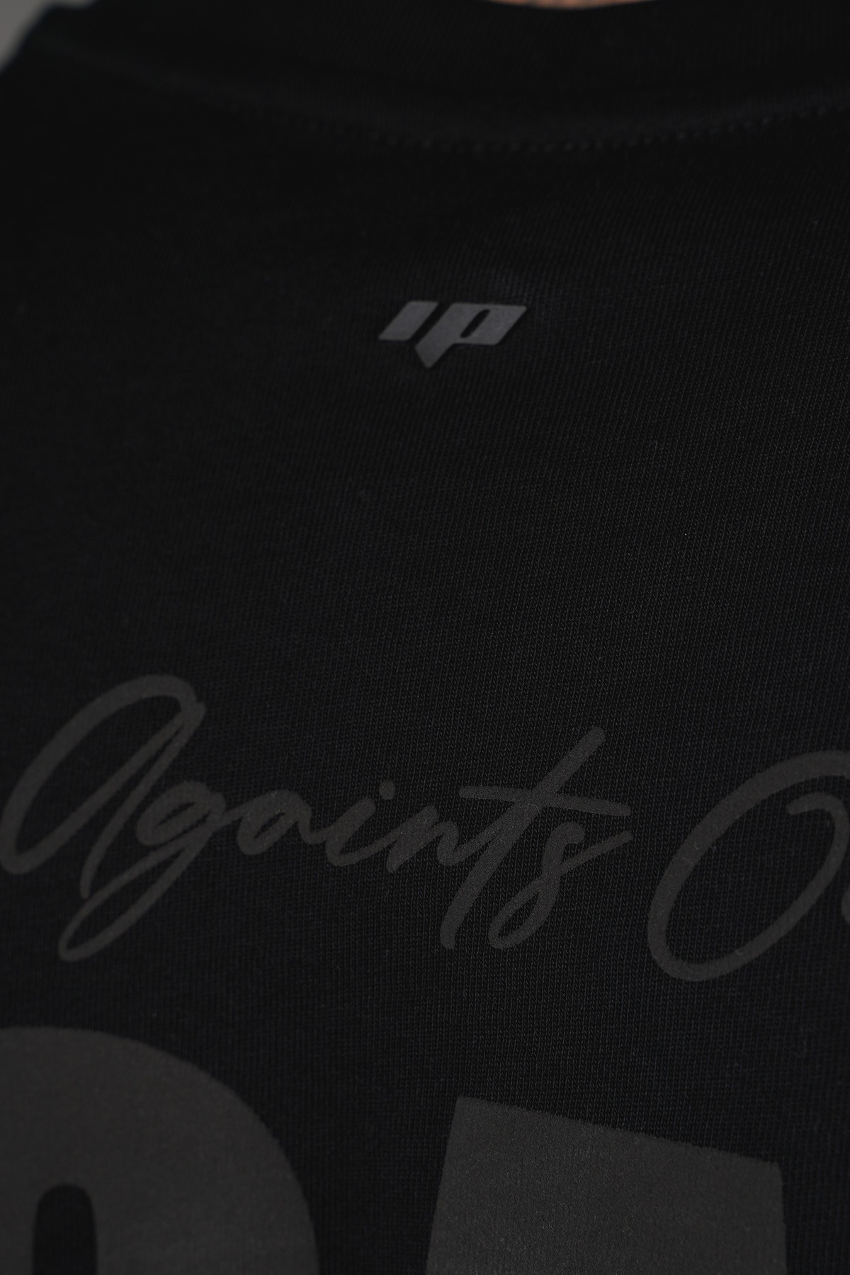 Kabartma Baskılı Oversize Tişört - black