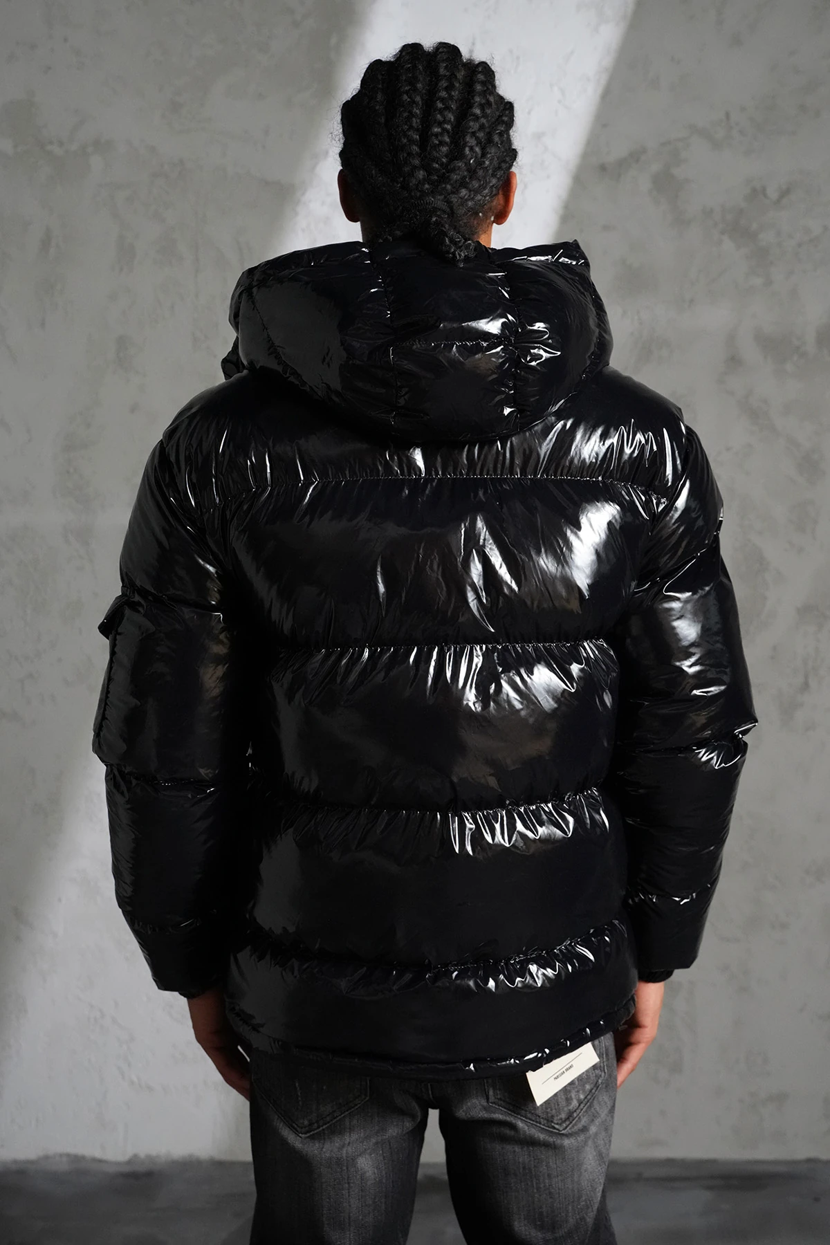 Kapüşonlu Parlak Şişme Mont