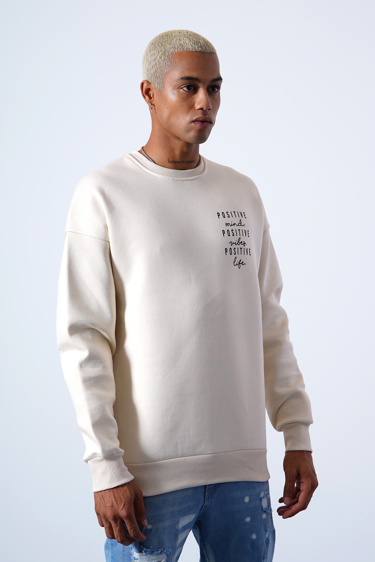 Positive Basic Crew Neck Sweat - Beige