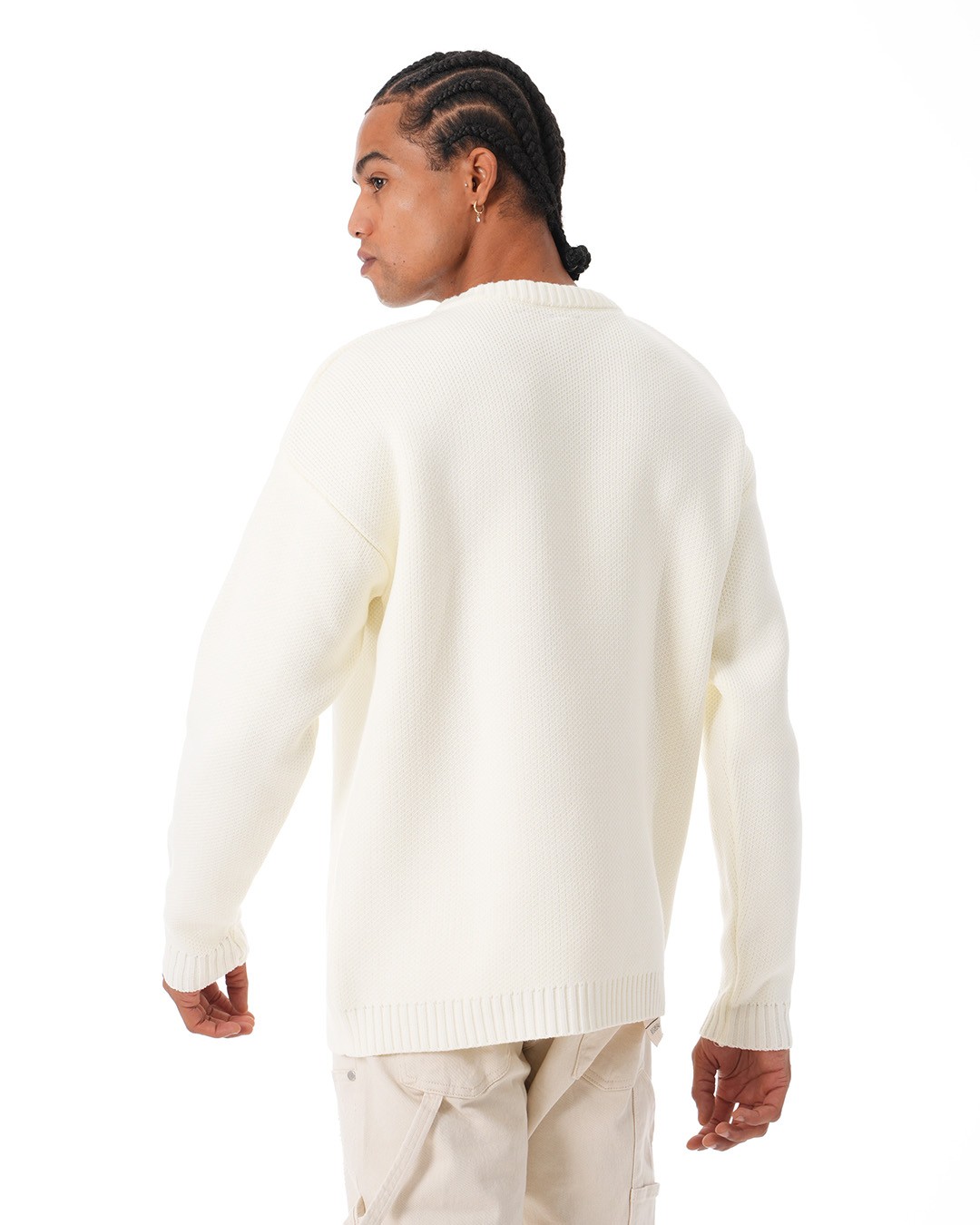 Basic Crew Neck Knitwear Sweater - Ecru