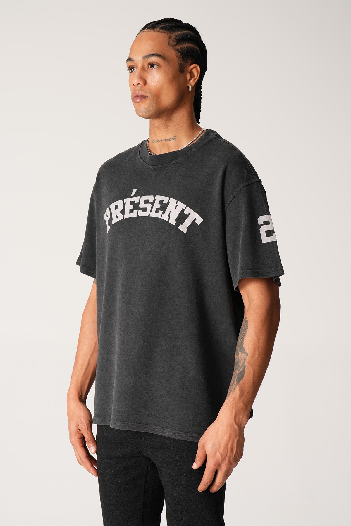 Present Baskılı Oversize Tişört