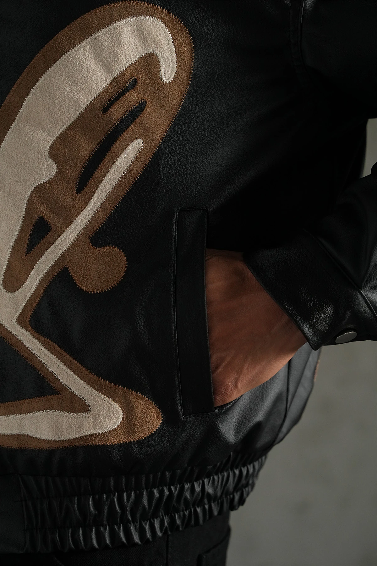 Stripe Detailed Leather Coat