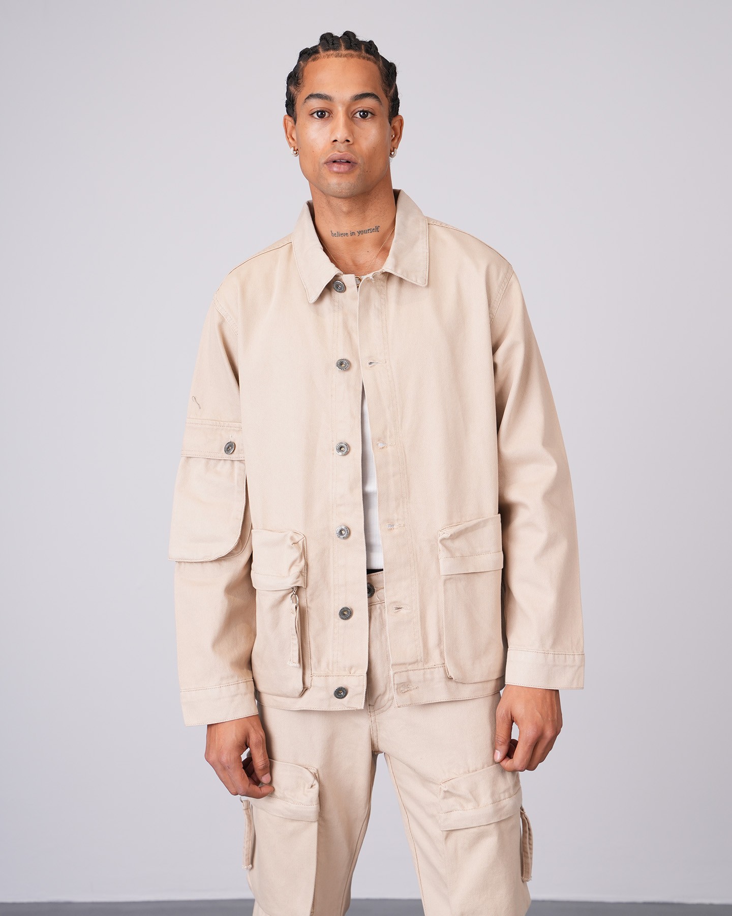 Regular Fit Jacket Trousers Set - Beige