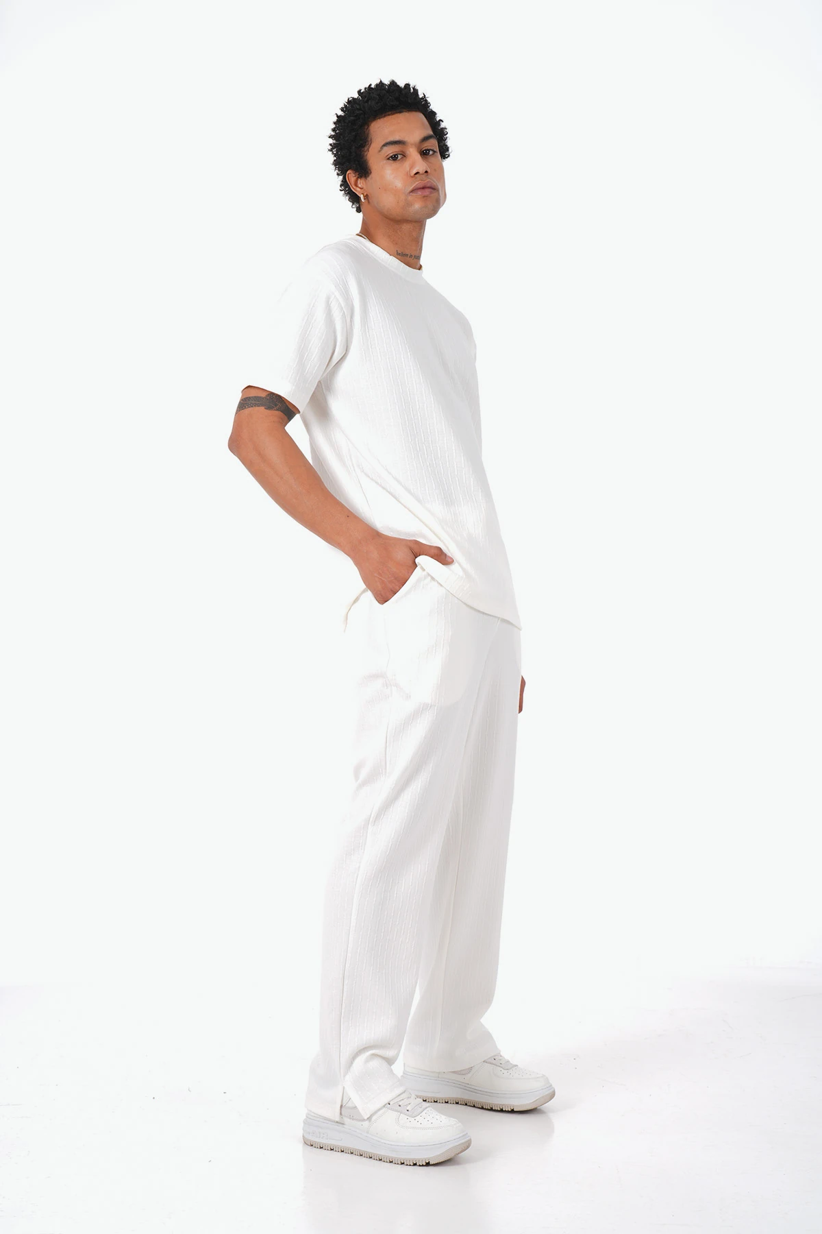 Fitil Desen Tişört Pantolon Dokuma Takım