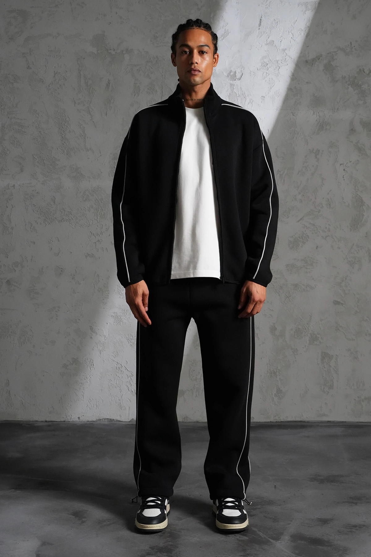 Şerit Detaylı  Eşofman Takım - black