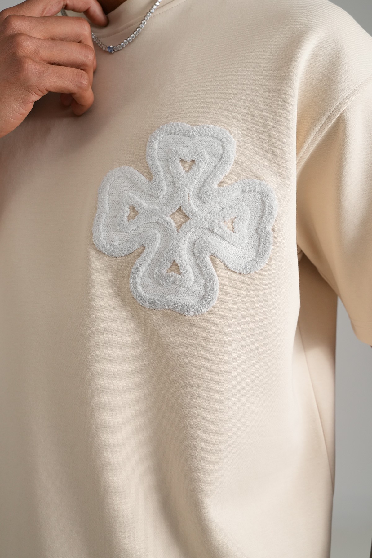 Yonca Detaylı Tişört Pantolon Takım - Beige