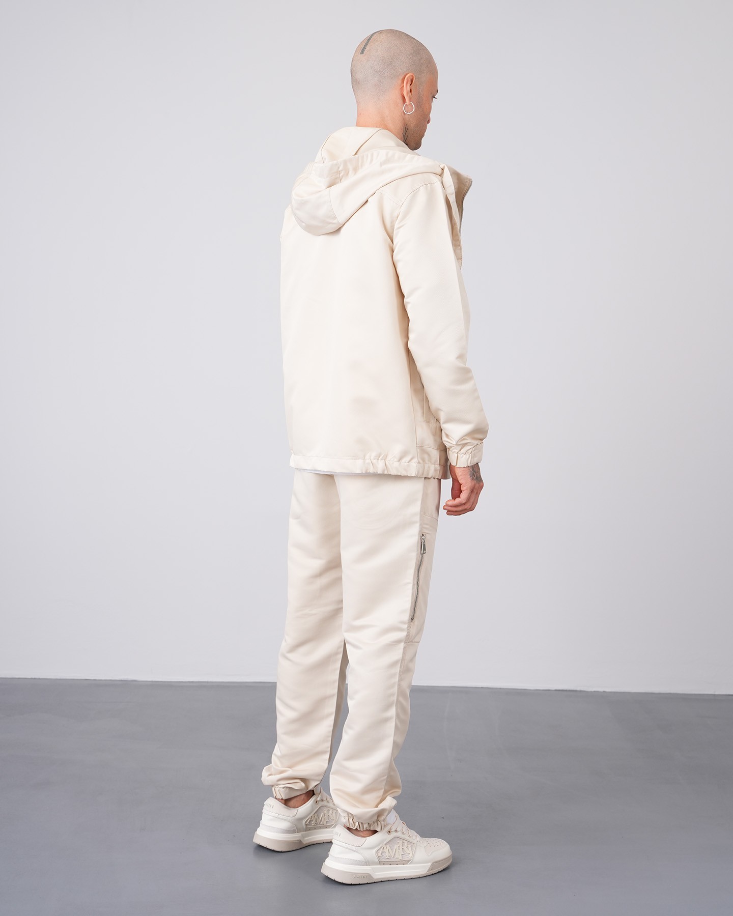 Regular Fit Hooded Jacket Trousers Set - Beige