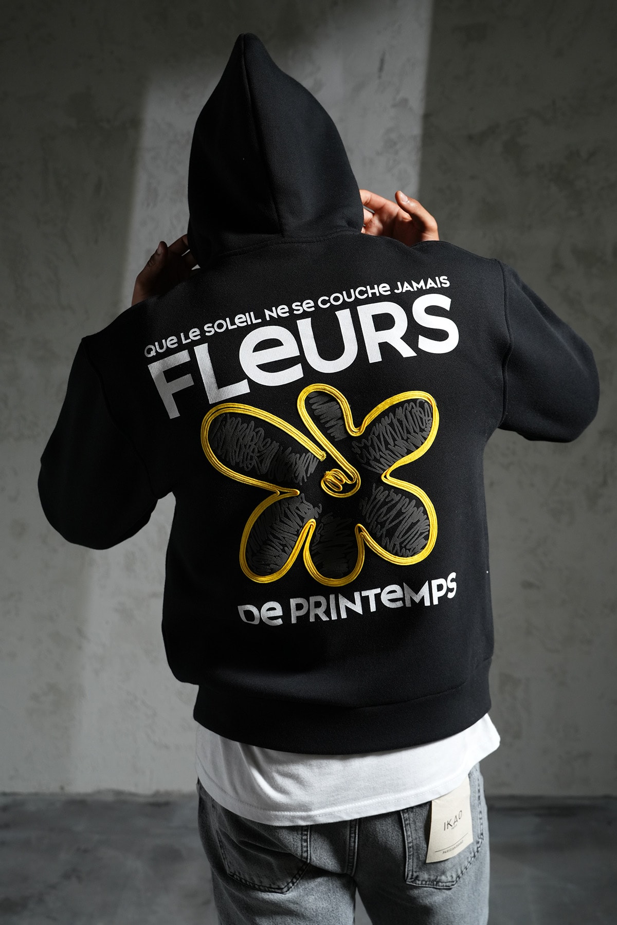 Fleurs Baskılı Kapüşonlu Sweatshirt