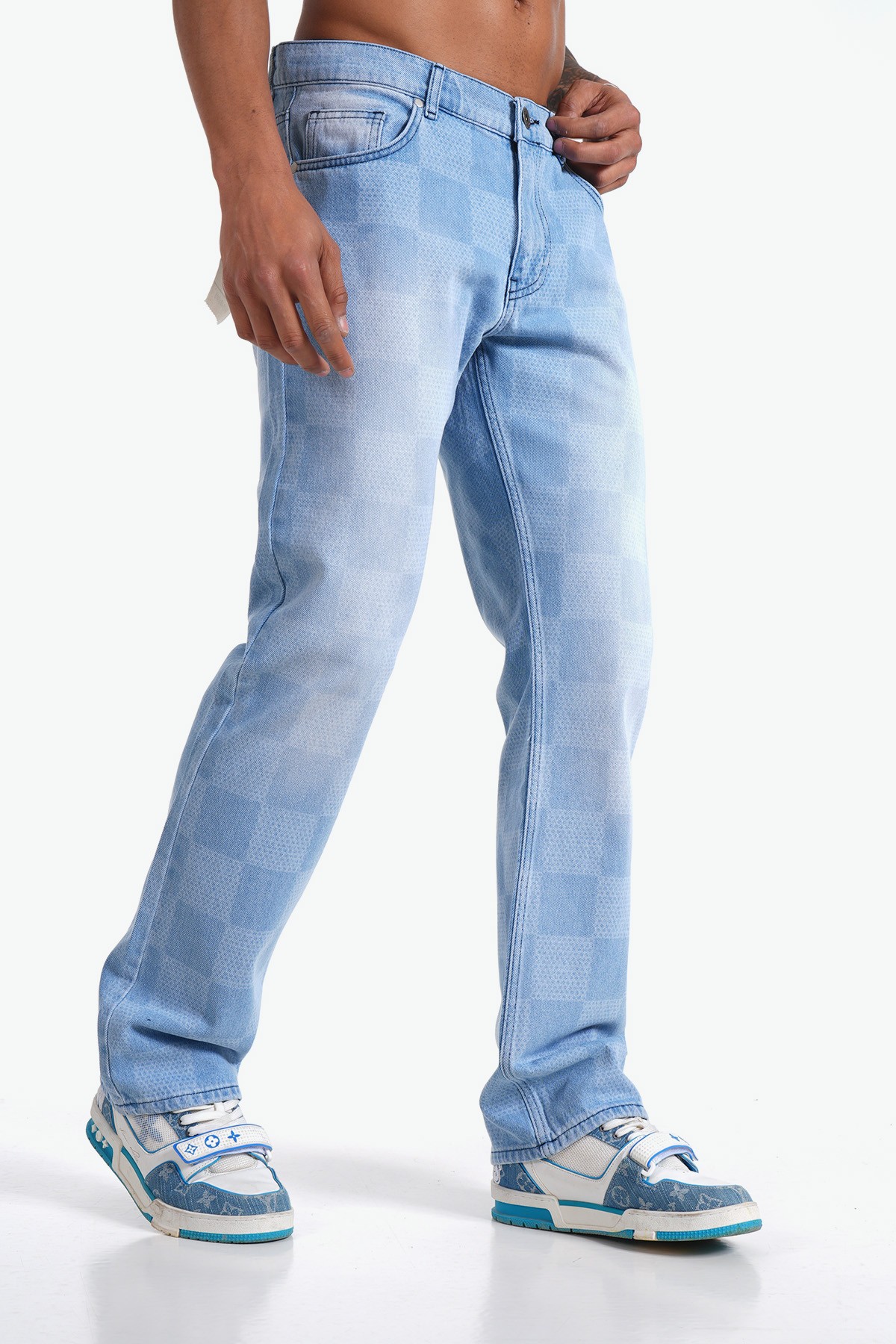 Square Pattern Straight Fit Jean