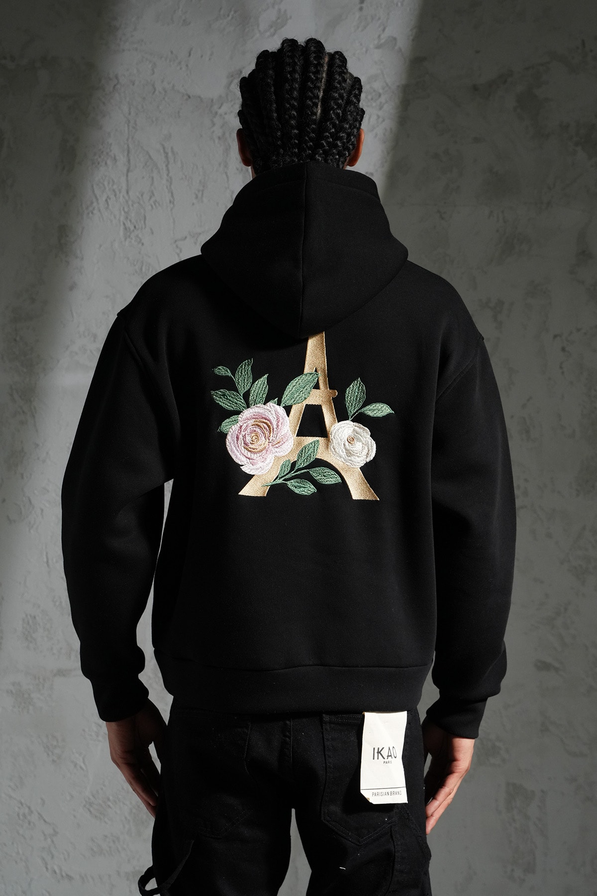 Eyfel ve Çiçek Detaylı Kapüşonlu Sweatshirt