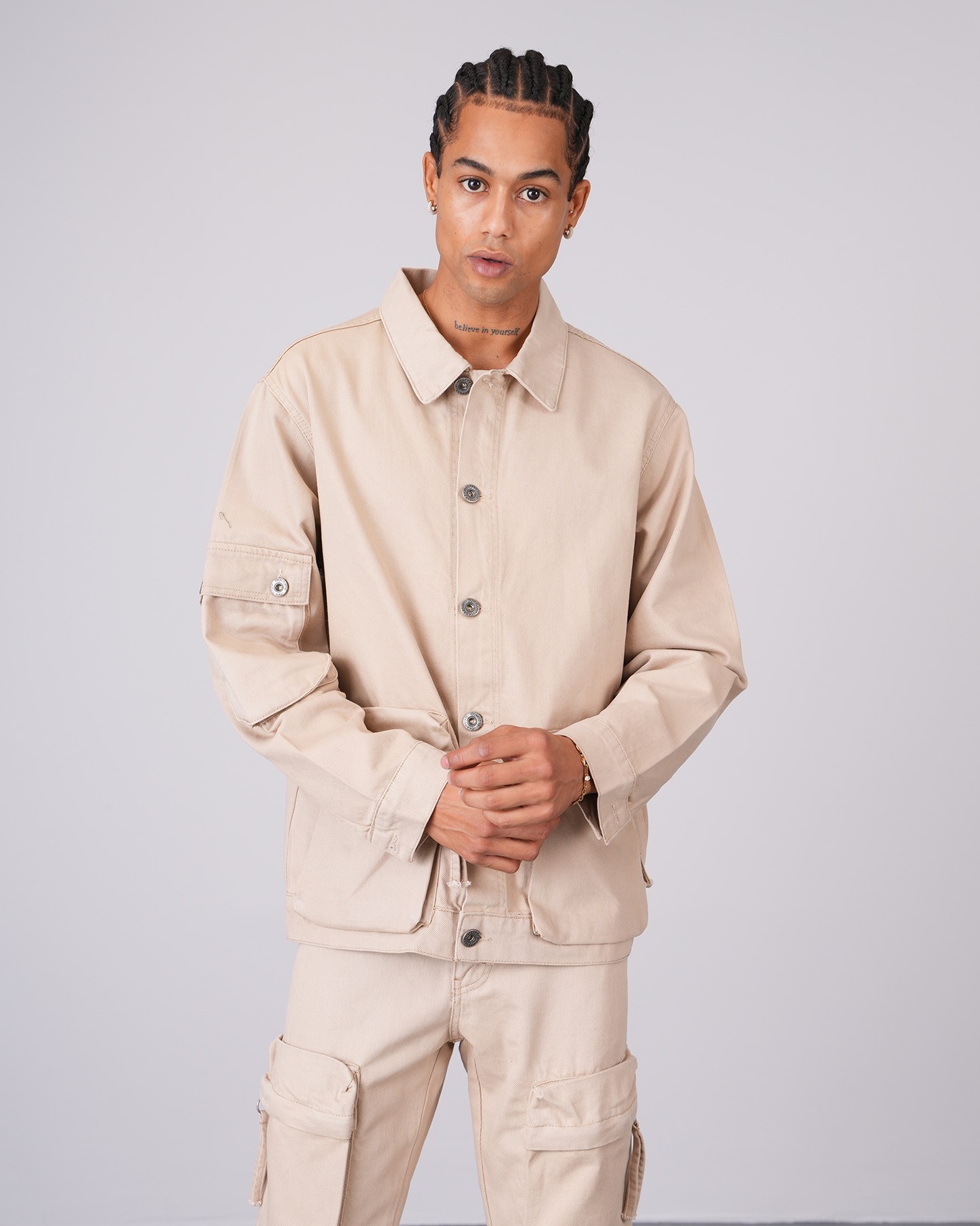 Regular Fit Jacket Trousers Set - Beige