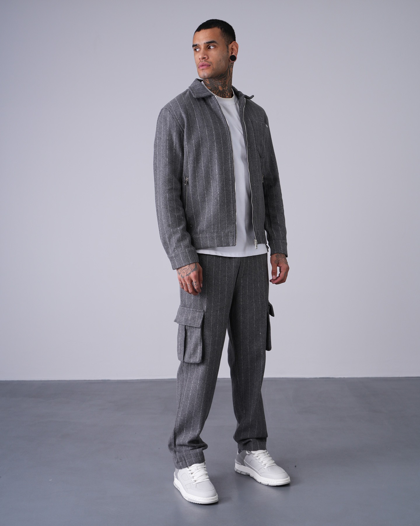 Regular Fit Zippered Jacket Trousers Set