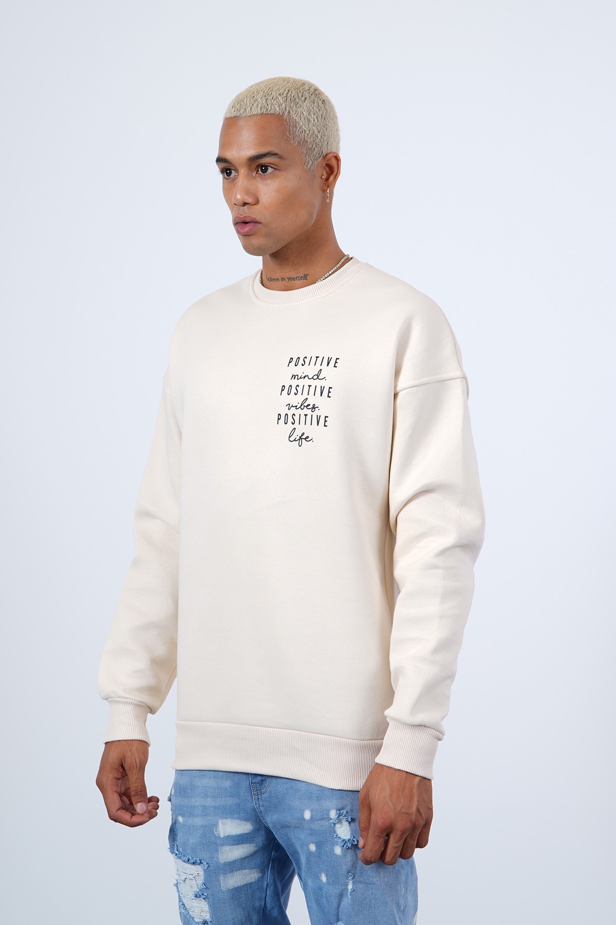 Positive Basic Crew Neck Sweat - Beige