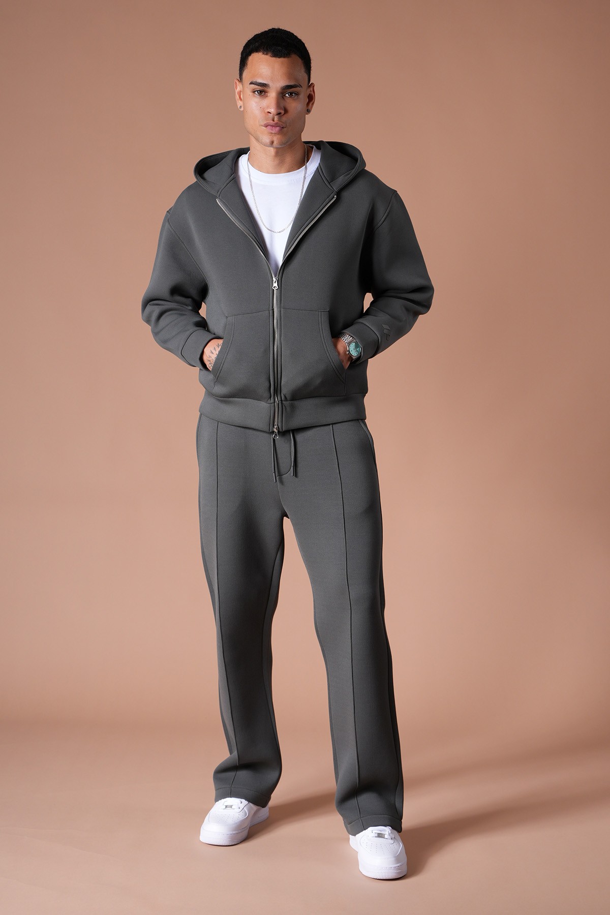 Fermuarlı Sweat Pantolon İkili Takım - anthracite