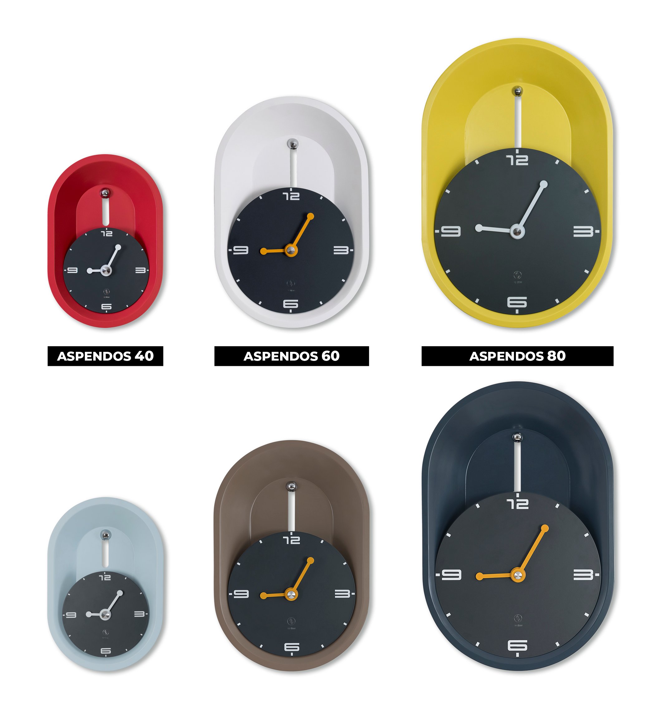 SY Time Aspendos 40 CM Wall Clock - 9243 Patented Magnetic Dial System, Adjustable Arms, Fiberglass and Aluminum Design