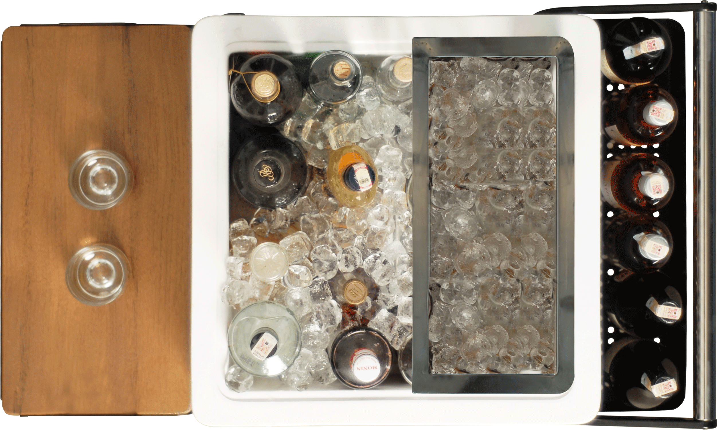 Deluxe Mobile Bar - Stainless Steel and Fiberglass, Ice Bowls, Shelves for Hotels or Events