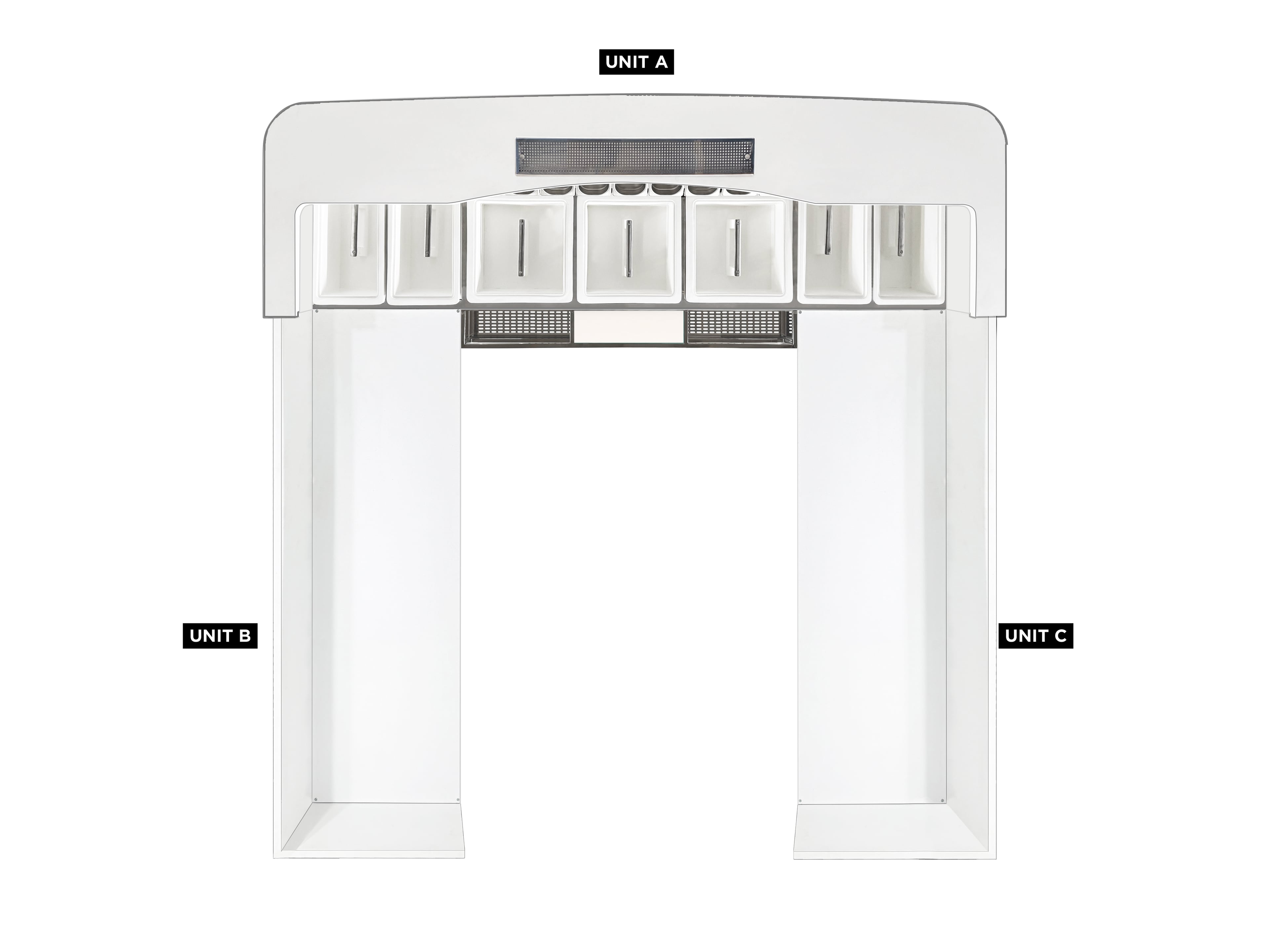 Deluxe Mobile Bar D-300 / Station - Alüminyum, Paslanmaz Çelik ve Fiberglas, Buz Kapları, Oteller veya Etkinlikler için Raflar