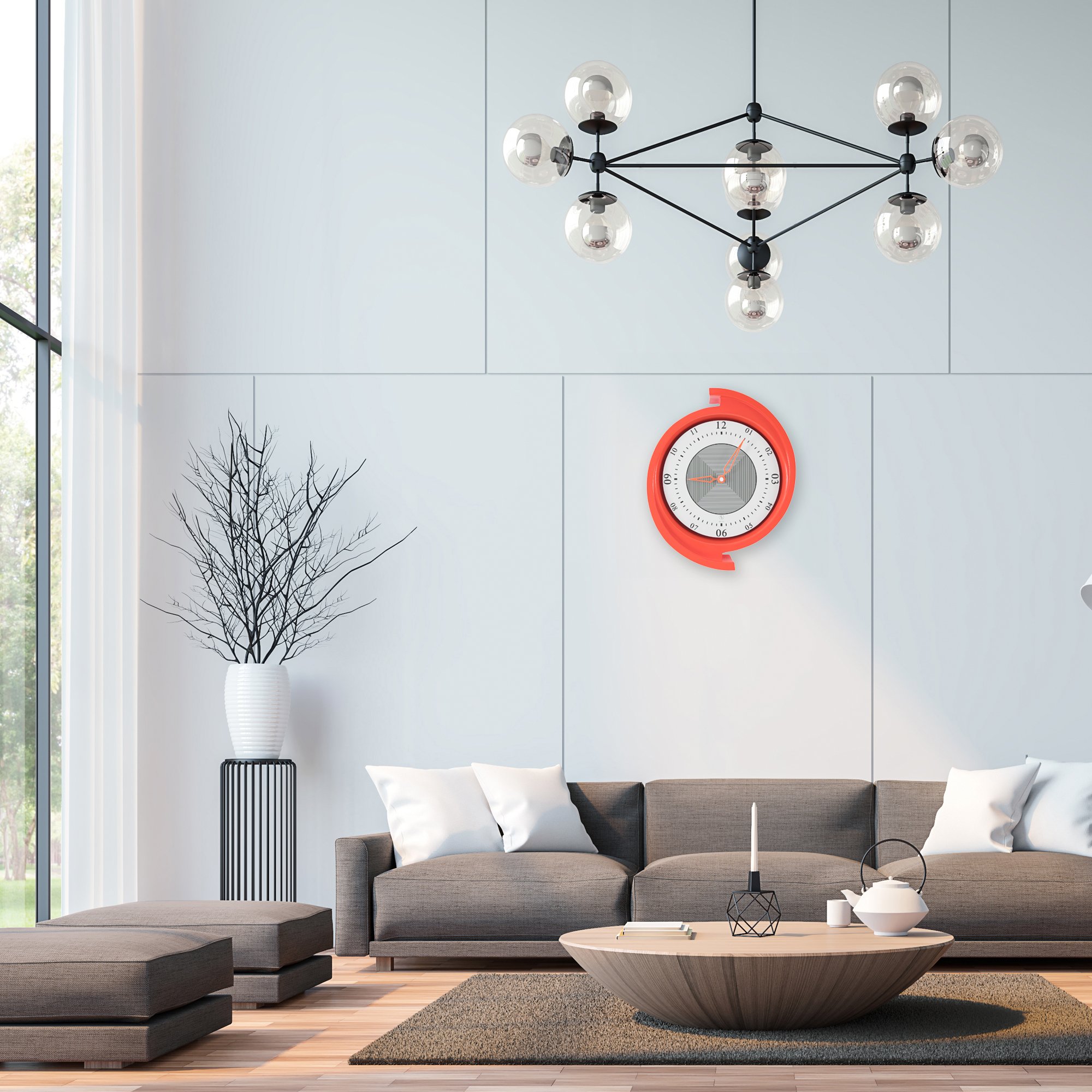 SY Time Pera 80 CM Duvar Saati - 6747 Patentli Manyetik Kadran Sistemi, Ayarlanabilir Kollar, Fiberglas ve Alüminyum Tasarım