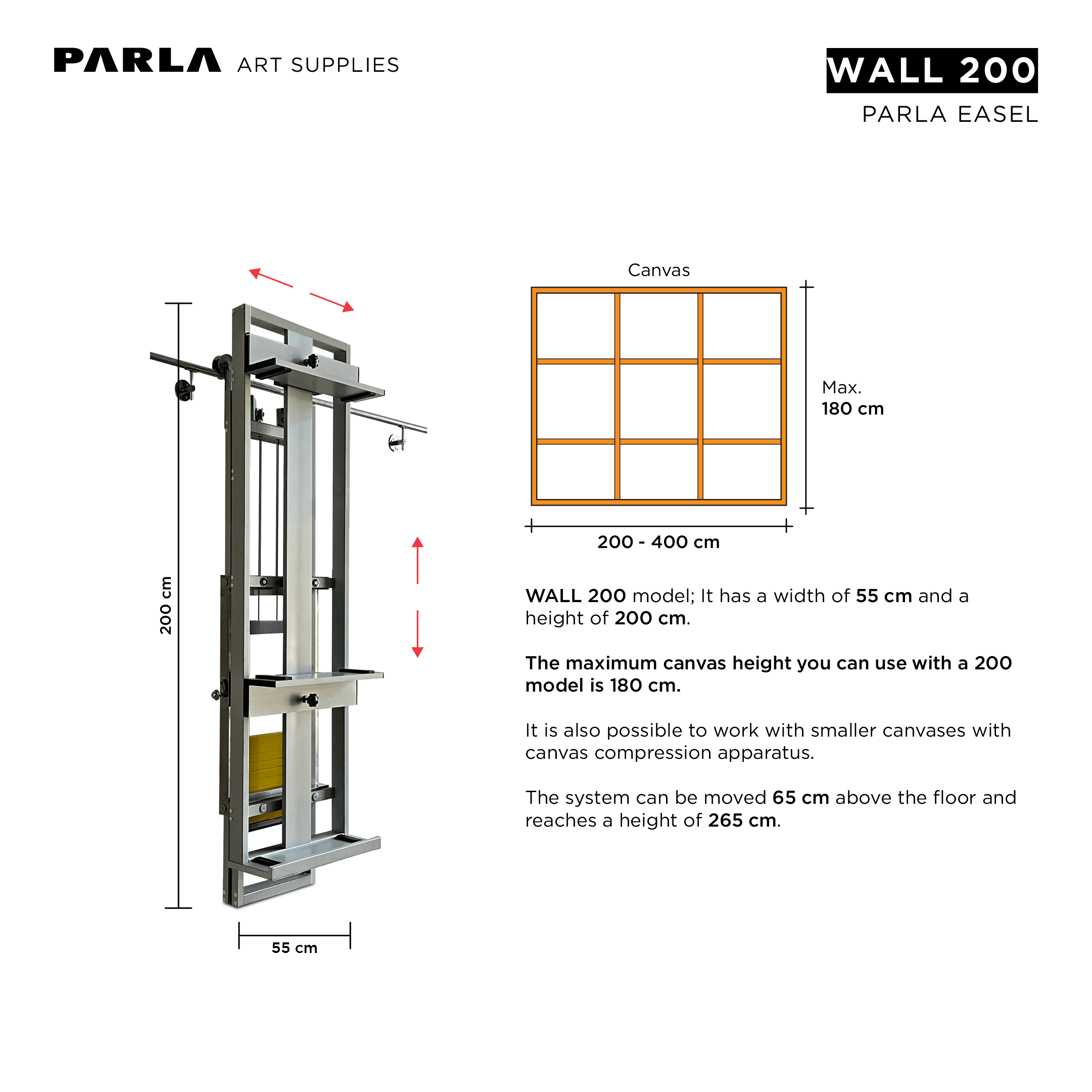 Wall Series Easels: Professional Aluminum Portable Custom Design Easel Stand for Artists and Museums