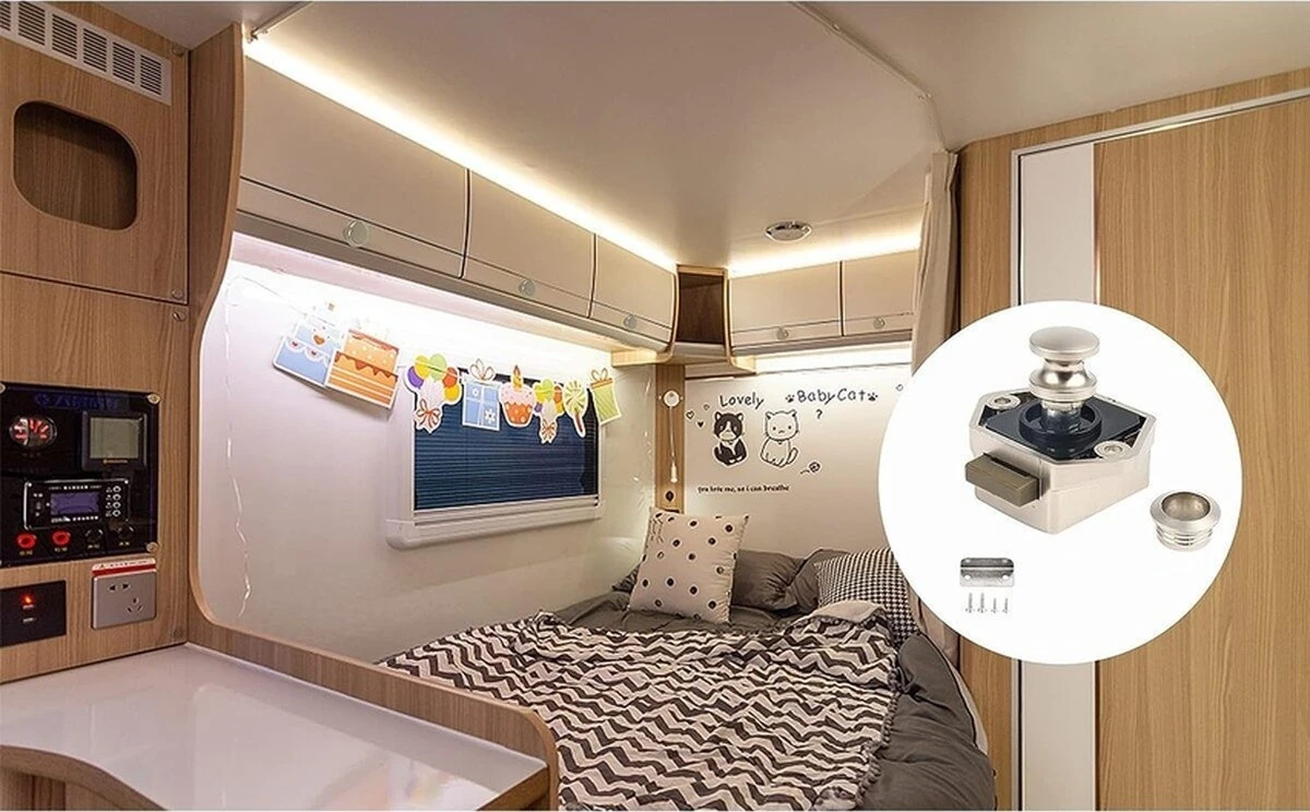 12 Adet Basmalı Kapı Kilidi, Anahtarsız Dolap Basmalı Düğme Düğme Kilit Karavan Van Yat Çekmece