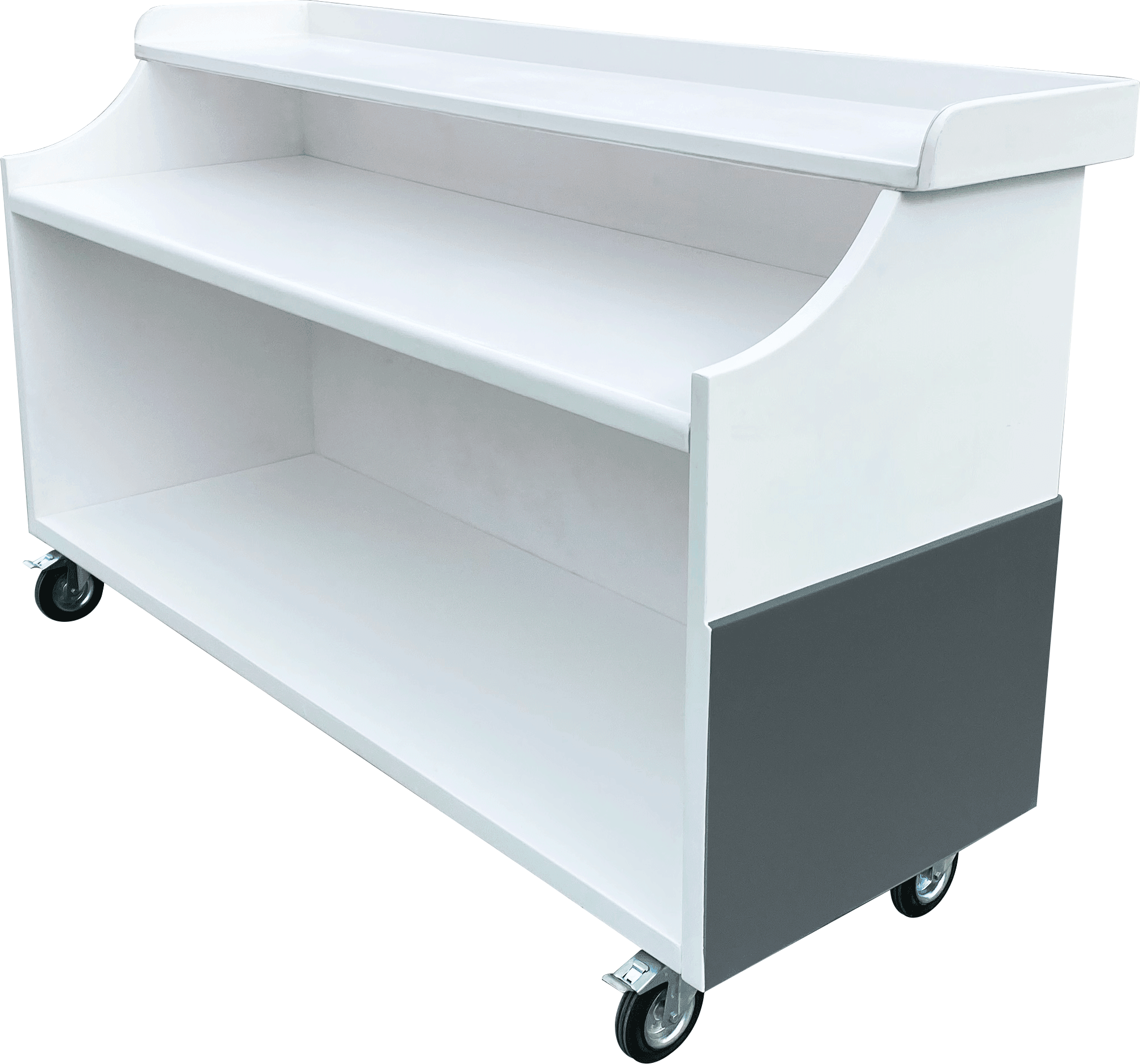 Deluxe Mobile Bar - Stainless Steel and Fiberglass, Ice Bowls, Shelves for Hotels or Events - M-200