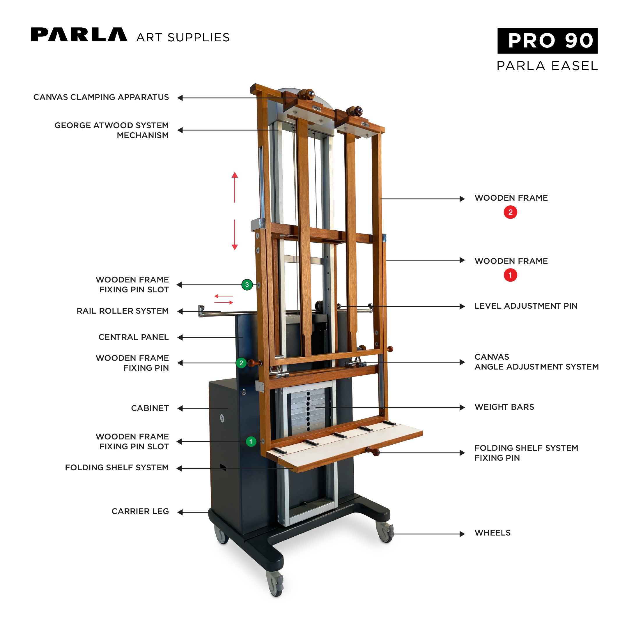 Pro Series Easel 90: Professional Iroko Wooden Portable Special Design Easel Stand for Artists and Museums