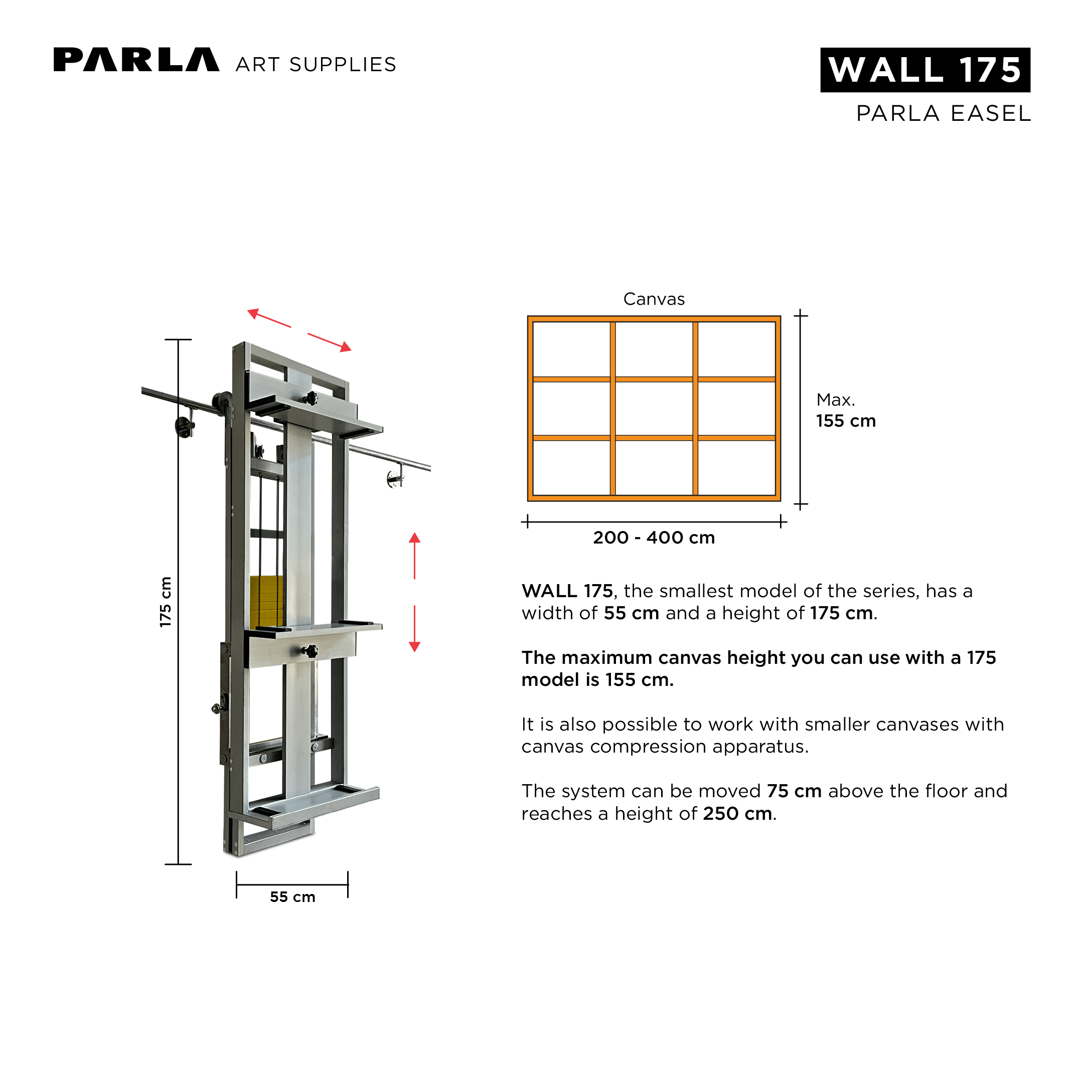 Wall Series Easels: Professional Aluminum Portable Custom Design Easel Stand for Artists and Museums